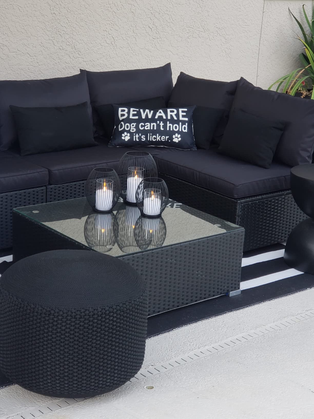 BIRDROCK HOME Indoor Outdoor Pouf Ottoman Foot Rest, Mist, 20”x20”x16” customer photo 1