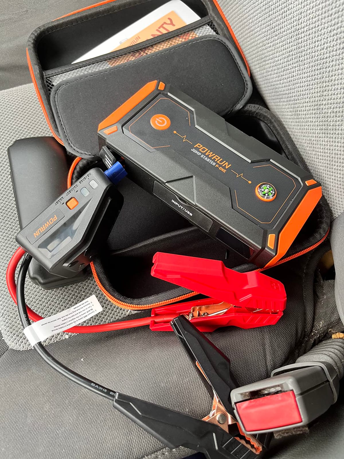 Powrun P-ONE Jump Starter, 2000A Portable Jump Box - Car Jump Starter Battery Pack for up to 8.0L Gas and 6.5L Diesel Engines, 12V Battery Jump Starter with Carry Case (Orange) customer photo 2