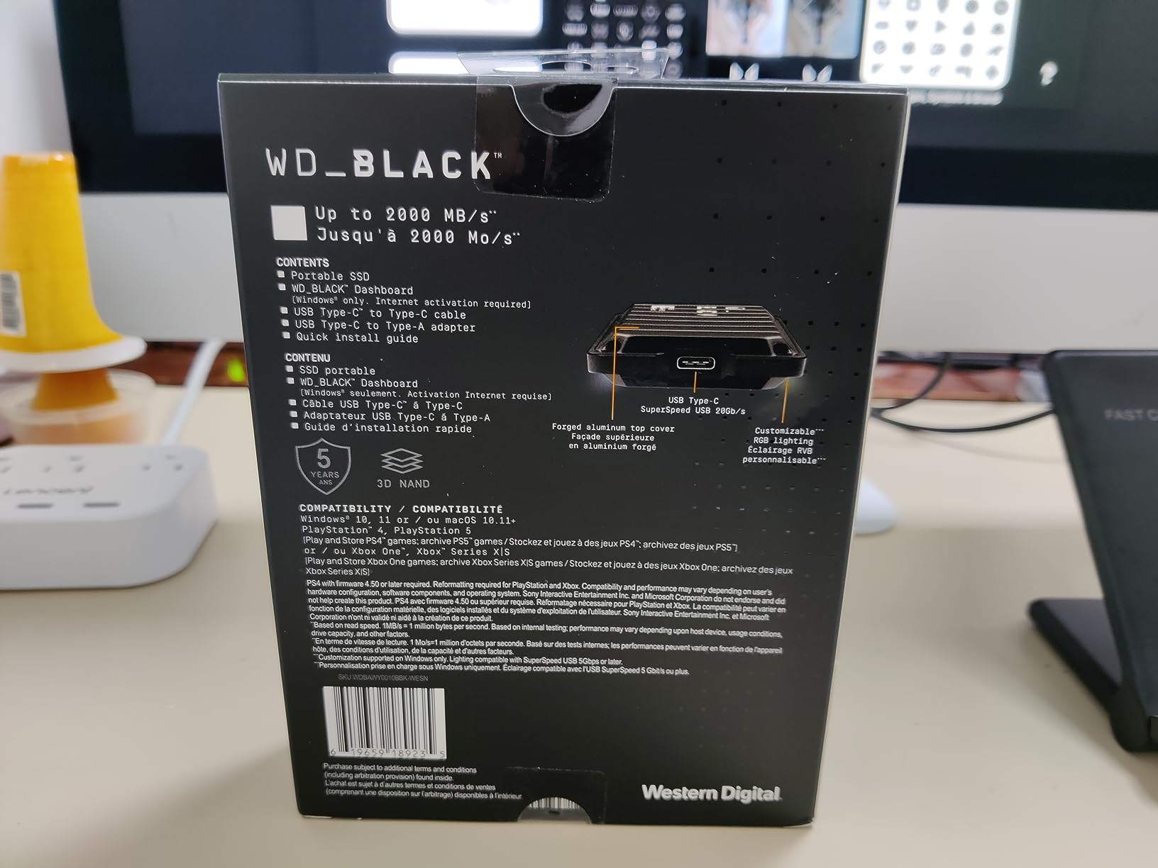 Western Digital 1TB P40 Game Drive SSD - Up to 2,000MB/s, RGB Lighting, Portable External Solid State Drive , Compatible with Playstation, Xbox, PC, & Mac - WDBAWY0010BBK-WESN customer photo 2