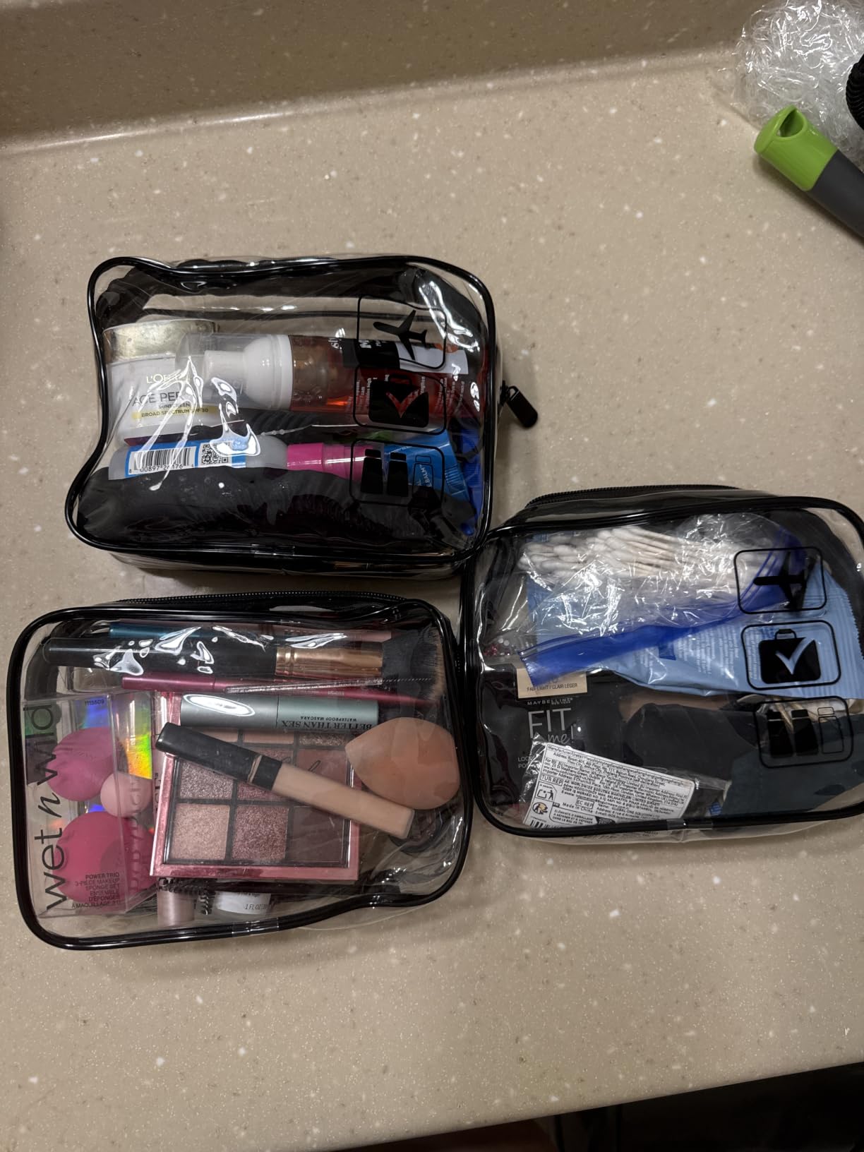 TSA Approved Toiletry Bag, 3 Pcs Clear Toiletries Bags Quart Size, Black customer photo 2