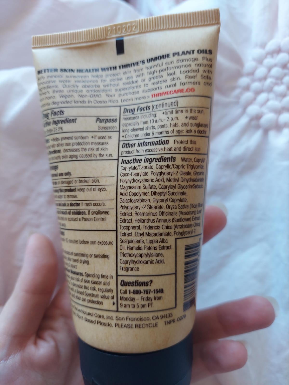 Thrive Natural Care Reef Safe Sunscreen SPF50 - Hawaii 104 Reef Act Compliant - Mineral Sunscreen Non-Nano Zinc Oxide - Vegan, (5.8 Oz (Pack of 1)) customer photo 1