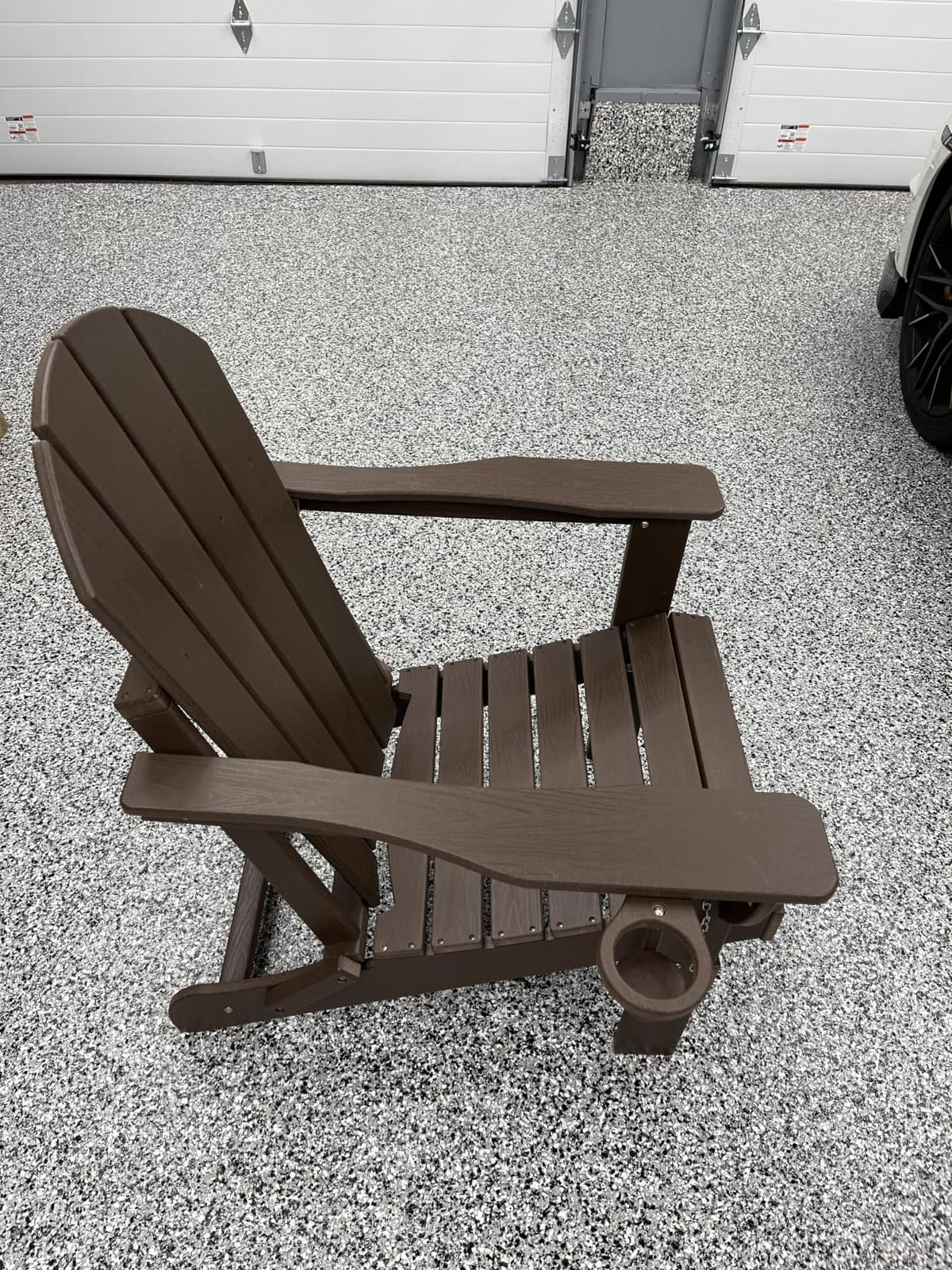 Ciokea Folding Adirondack Chair Wood Texture for Patio, Weather Resistant, Plastic Fire Pit Chair with Cup Holder, Lawn Chair for Outdoor Porch Garden Backyard Deck (Black) customer photo 1