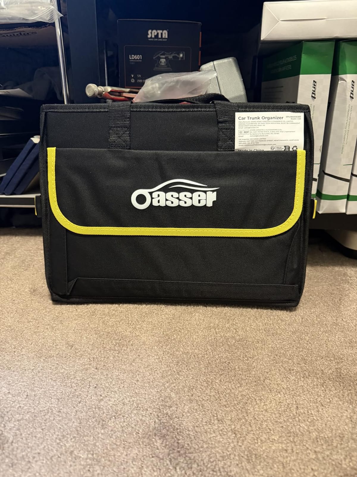 Oasser Car Trunk Organizer with Foldable Soft Lid, 55L 3 Compartments Black customer photo 2