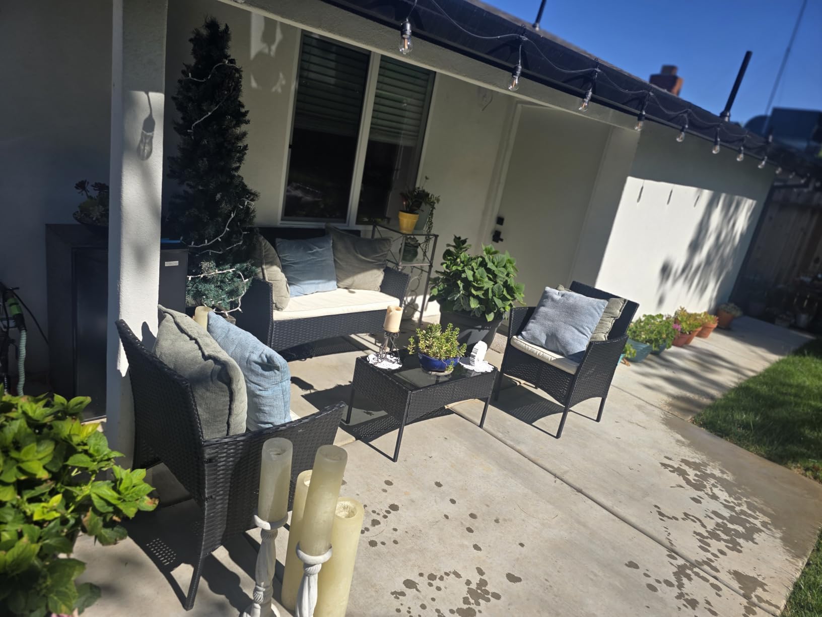 FDW 4-Piece Patio Furniture Set | Gray & Khakhi | Outdoor Wicker Furniture customer photo 2