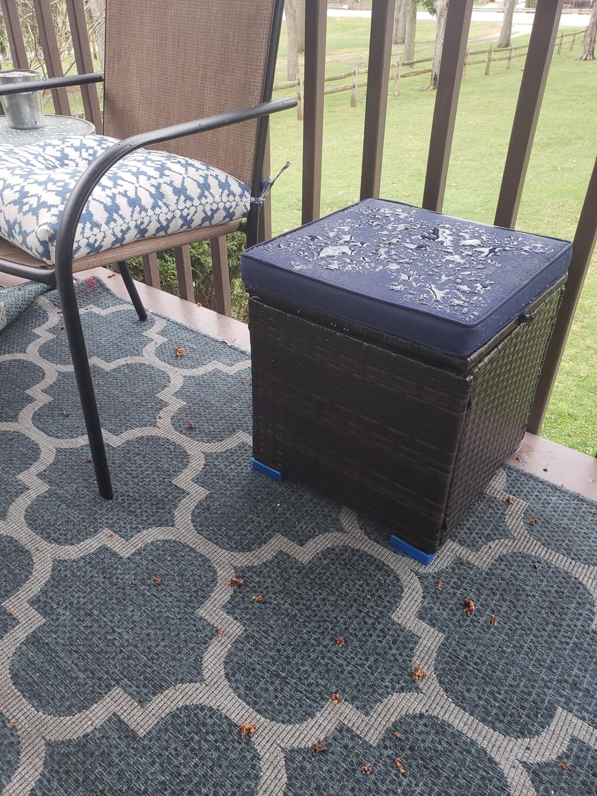 Tangkula 2 Pieces Patio Ottomans, Patiojoy Hand-Woven PE Rattan Side Table with Removable Cushion & Hidden Storage Space, Multifunctional Storage Box, Seat for Patio, Backyard, Poolside (Beige) customer photo 1