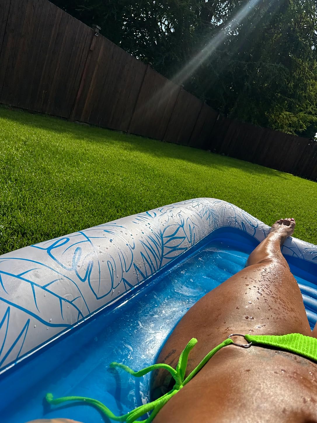Inflatable Tanning Pool Lounger Float - Jasonwell 4 in 1 Sun Tan Tub Sunbathing Pool Lounge Raft Floatie Toys Water Filled Tanning Bed Mat Pad for Adult Blow Up Kiddie Pools Kids Ball Pit (MG,L) customer photo 1