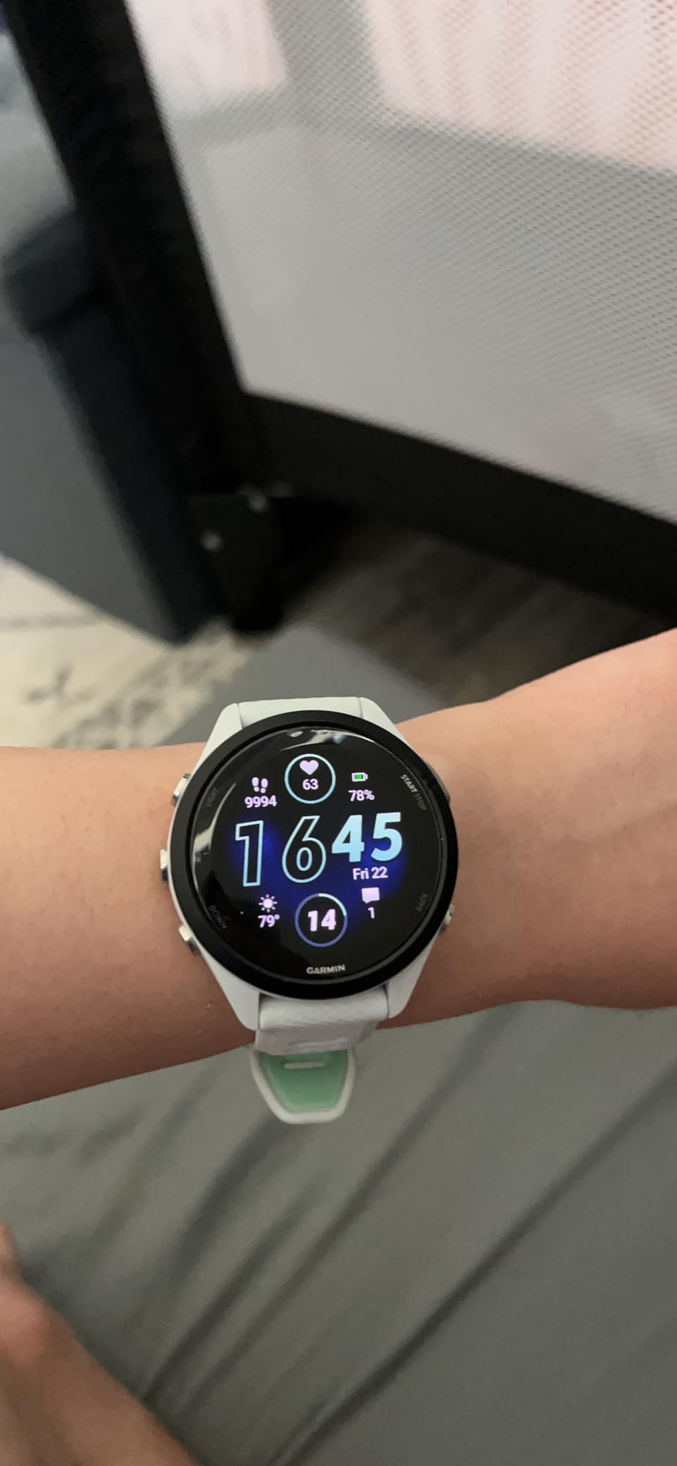 Garmin Forerunner® 265S, Running Smartwatch, 42mm, Whitestone/Neo Tropic customer photo 2