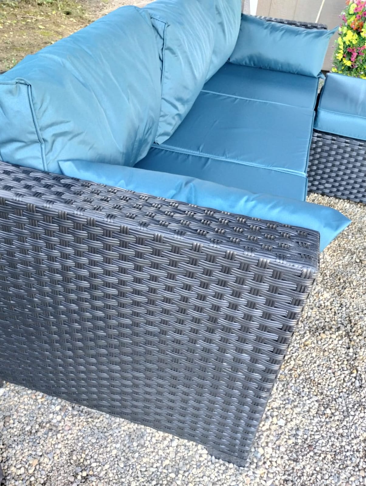 Rattaner Patio Furniture Set 6 Pieces Couch Outdoor Chairs Coffee Table Peacock Blue Anti-Slip Cushions and Waterproof Covers customer photo 1