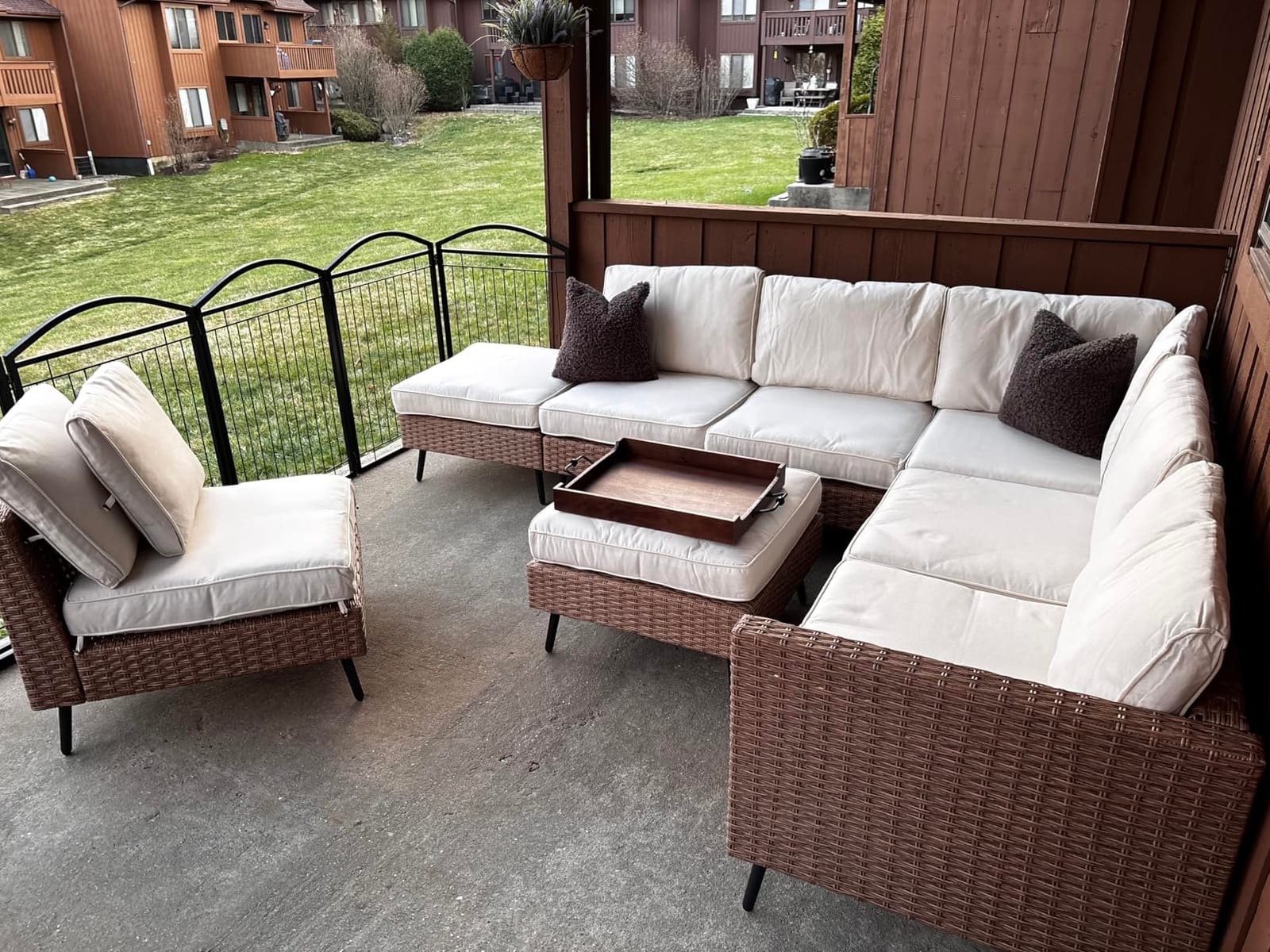 LAUSAINT HOME Outdoor Patio Furniture, 8 Piece Outdoor Sectional Sofa PE Rattan Wicker Patio Conversation Sets,All Weather Patio Furniture Set with Thick Cushions for Garden, Poolside, Backyard(Beige) customer photo 1