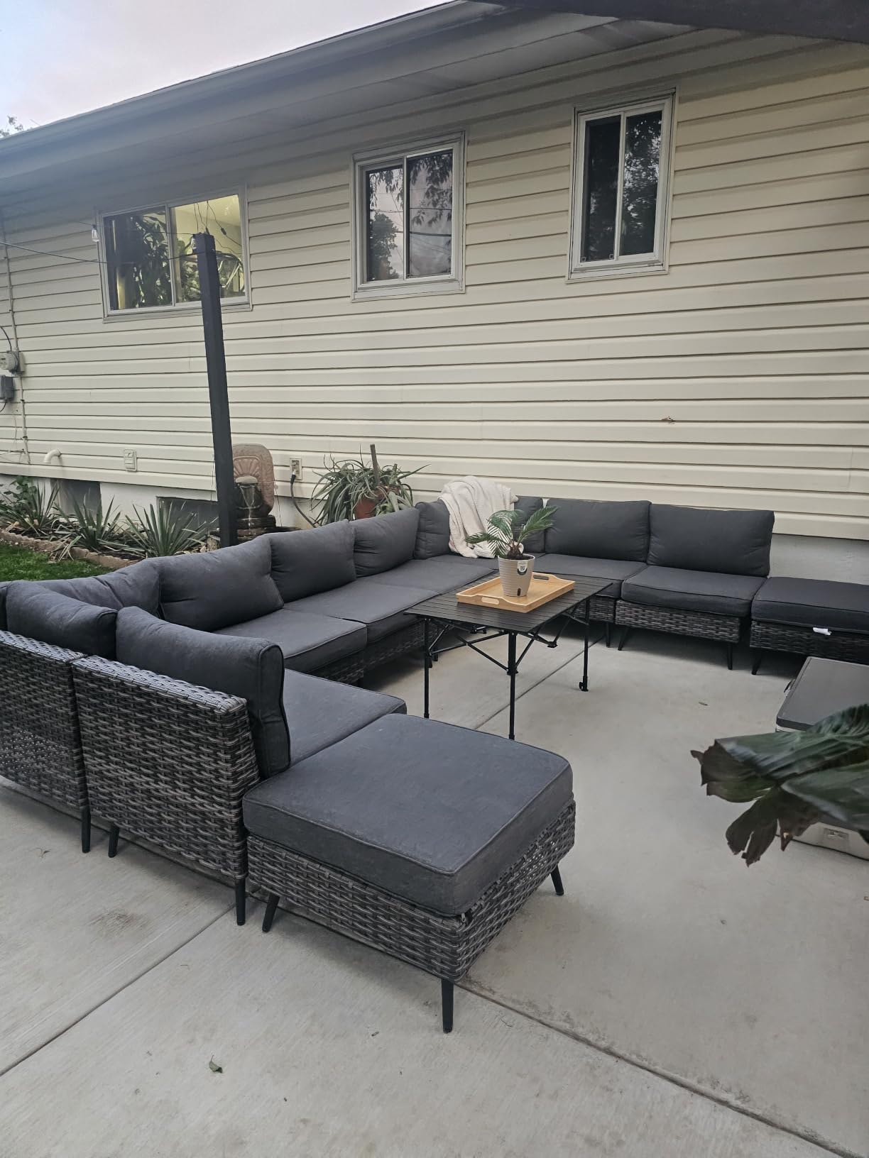 LAUSAINT HOME Outdoor Patio Furniture, 8 Piece Outdoor Sectional Sofa PE Rattan Wicker Patio Conversation Sets,All Weather Patio Furniture Set with Thick Cushions for Garden, Poolside, Backyard(Beige) customer photo 2