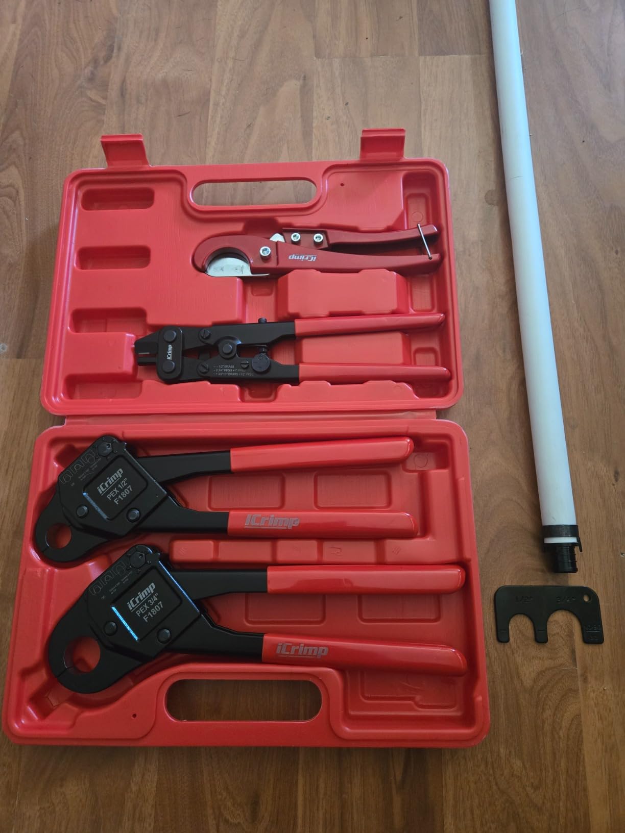 iCrimp IWS-1807CN PEX Crimping Tool Kit with PEX Crimpers, PEX Tubing Cutter, Copper Ring Removal Tool for 1/2’’ & 3/4’’ Copper Crimp Rings, Meets ASTM F1807 Standard customer photo 1