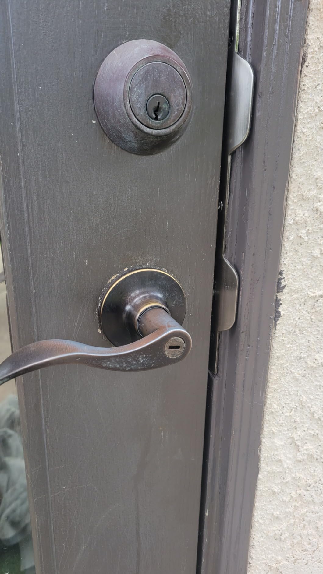 Door Strike Plate Reinforcement Plate - Front Door Security Devices Metal Striker Plates Door Latch Plate with 5-1/2 inch to 6 inch Hole for Exterior Interior Door Deadbolt Fix Door Frame Door Jamb customer photo 1