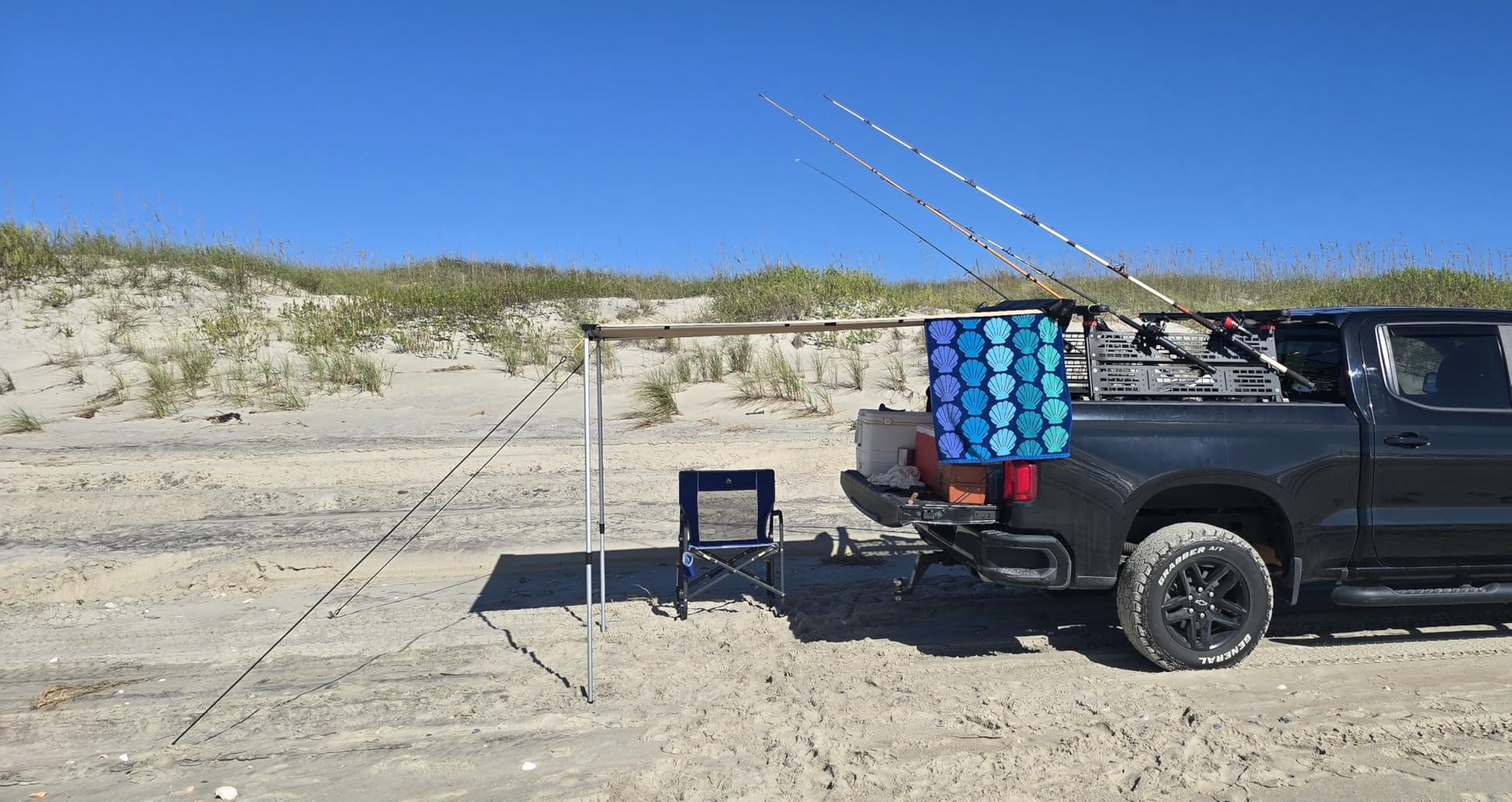 SAMOUT Vehicle Awning, 6.6ft x 8.2ft, Rooftop Pullout Ripstop UPF50+ Side Awning, Reinforced Hinges & Poles for Jeep/SUV/Truck/Van customer photo 1