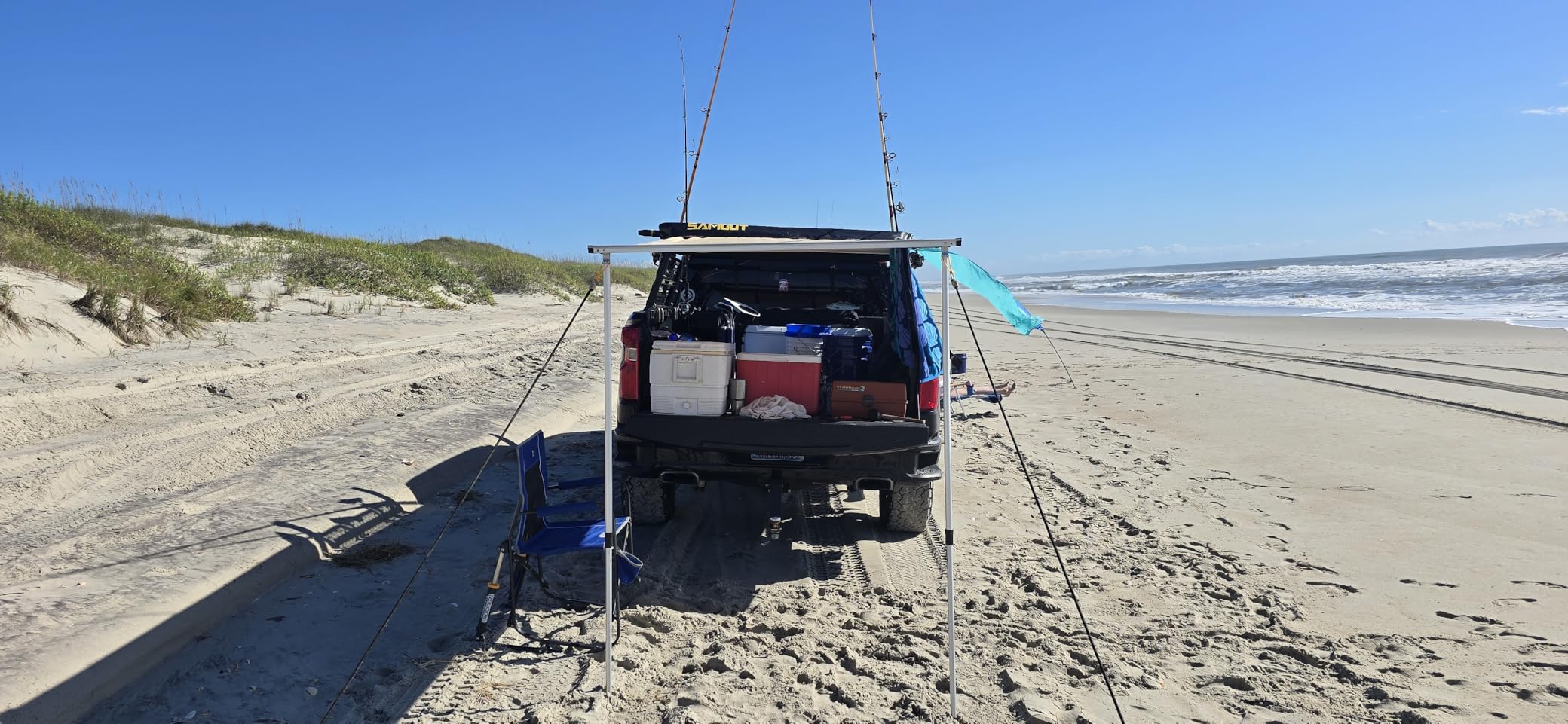 SAMOUT Vehicle Awning, 6.6ft x 8.2ft, Rooftop Pullout Ripstop UPF50+ Side Awning, Reinforced Hinges & Poles for Jeep/SUV/Truck/Van customer photo 2