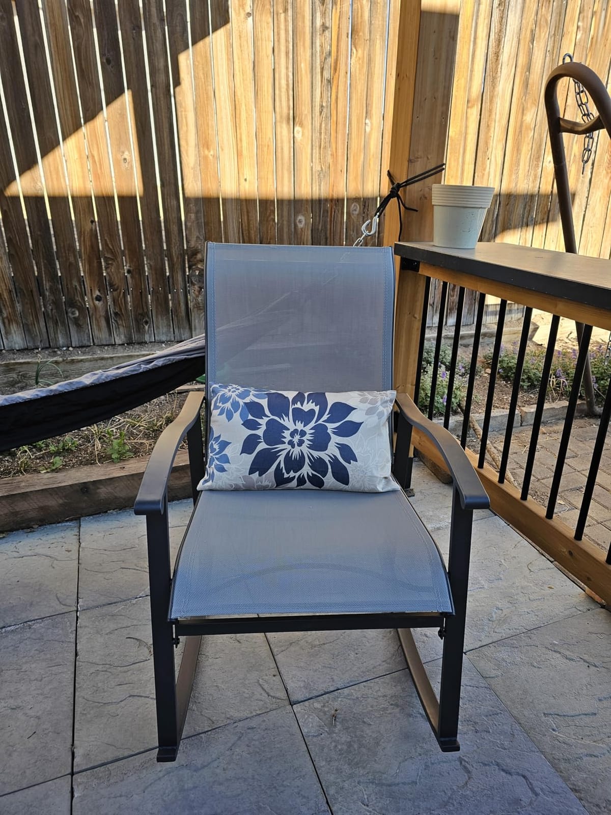 Vongrasig 3 Piece Outdoor Rocking Bistro Set, Textilene Fabric Small Patio Furniture Set, Front Porch Rocker Chairs Conversation Set with Glass Table for Lawn, Garden, Balcony, Poolside (Light Gray) customer photo 1