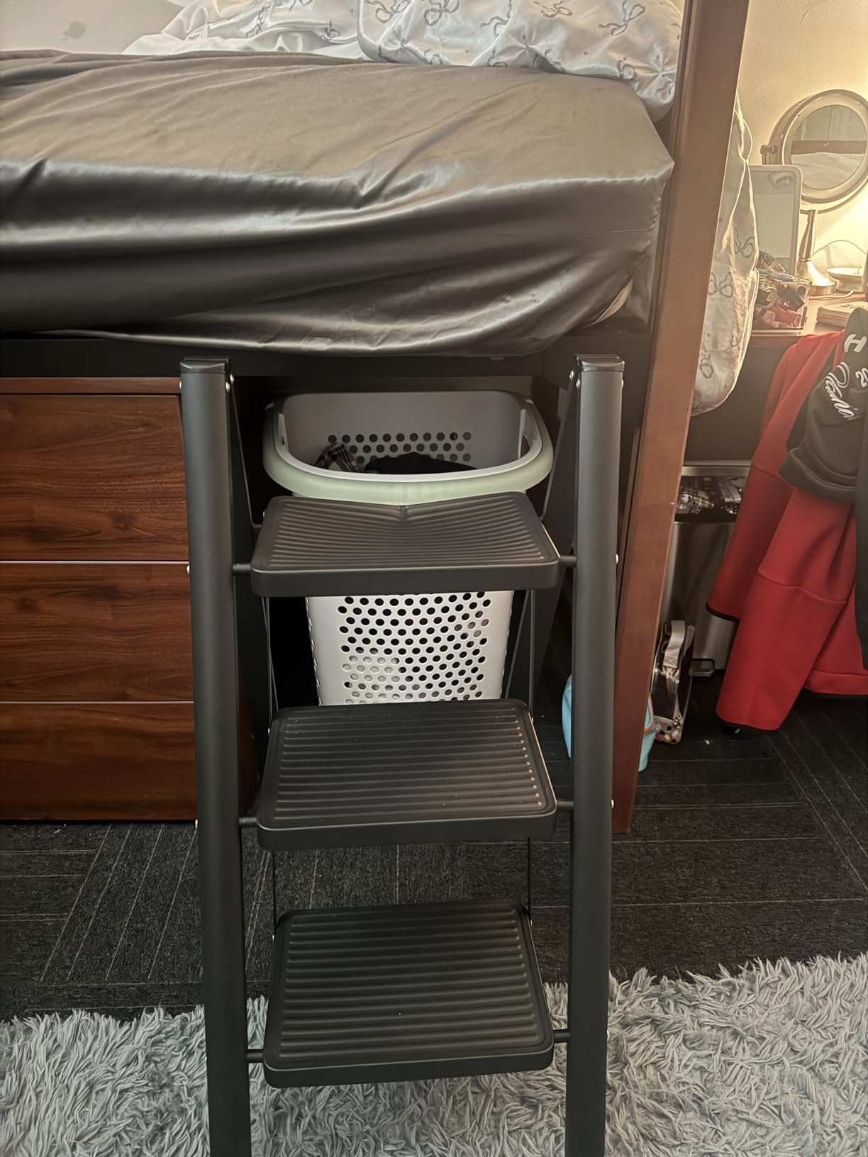 Double Elite Folding 3 Step Ladder, Sturdy Small Step Stool for Adults, Safer Full Steel Multi-use Kitchen Ladder for Home, Closet Step Stool Ladder with Wide Pedals, Black, 3-Step customer photo 2