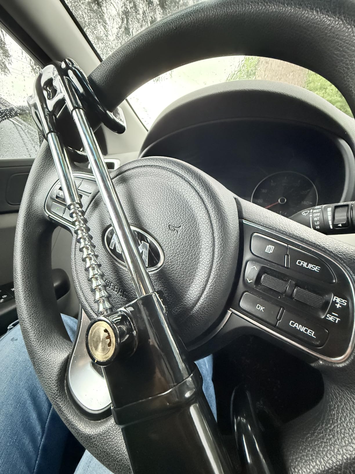 Steering Wheel Lock for car Universal Adjustable Length Anti-Theft Device Car Locks Double Hook Locks for Car SUV Pickup Truck Van(Yellow) customer photo 1