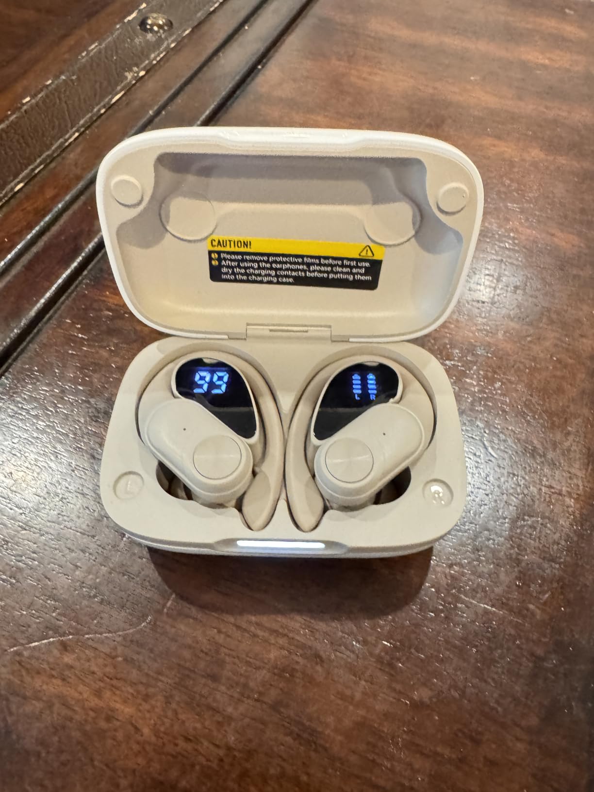 PocBuds Bluetooth Headphones Wireless Earbuds 80hrs Playtime Wireless Charging Case Digital Display Sports Ear Buds with Earhook Deep Bass IPX7 Waterproof Over-Ear Earphones for TV Phone Laptop Black customer photo 2