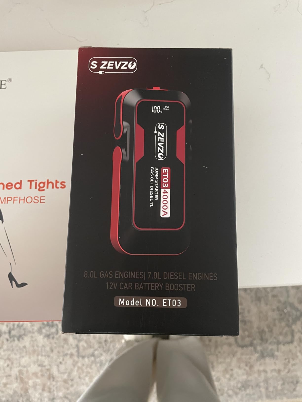 S ZEVZO ET03 Car Jump Starter 4000A Jump Starter Battery Pack for Up to 8.0L Gas and 7.0L Diesel Engines, 74Wh Portable 12V Jump Box with USB Ports, LCD Display, Storage Case, and LED Light customer photo 2