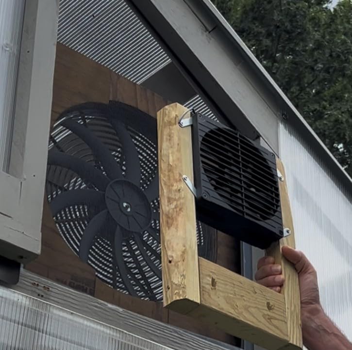 5 Inch Solar Powered Fan, Solar Exhaust Intake Fan Kit, IPX7 Waterproof Dual Fans with 13Ft On/Off Switch Cable, Cooling Ventilation for Greenhouse, Chicken Coop, Shed, Outside No Battery customer photo 2