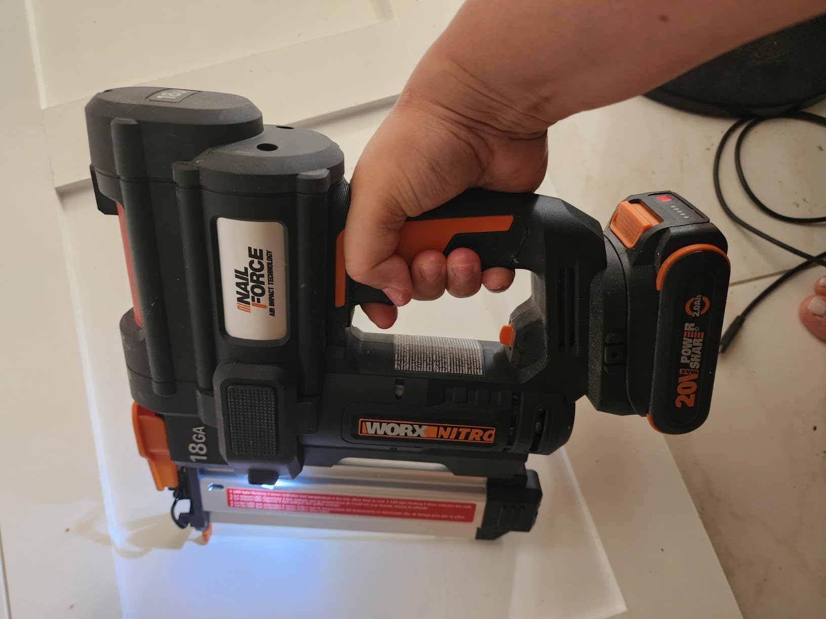WORX Cordless Brad Nailer, 20V 18GA Nail Gun, WX842L customer photo 2