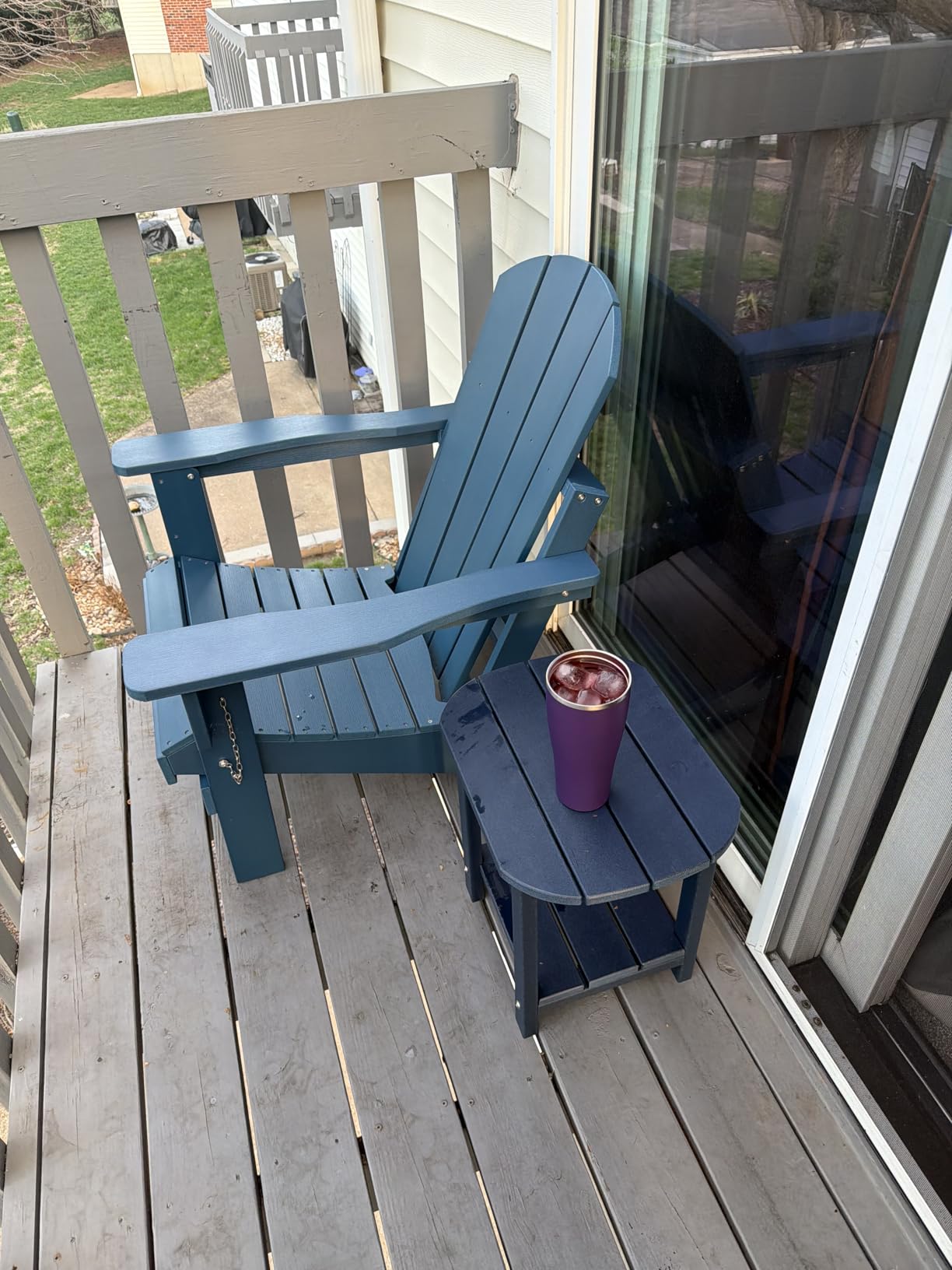 SERWALL Folding Adirondack Chair Set of 4, Fire Pit with Cup Holder -Black customer photo 2