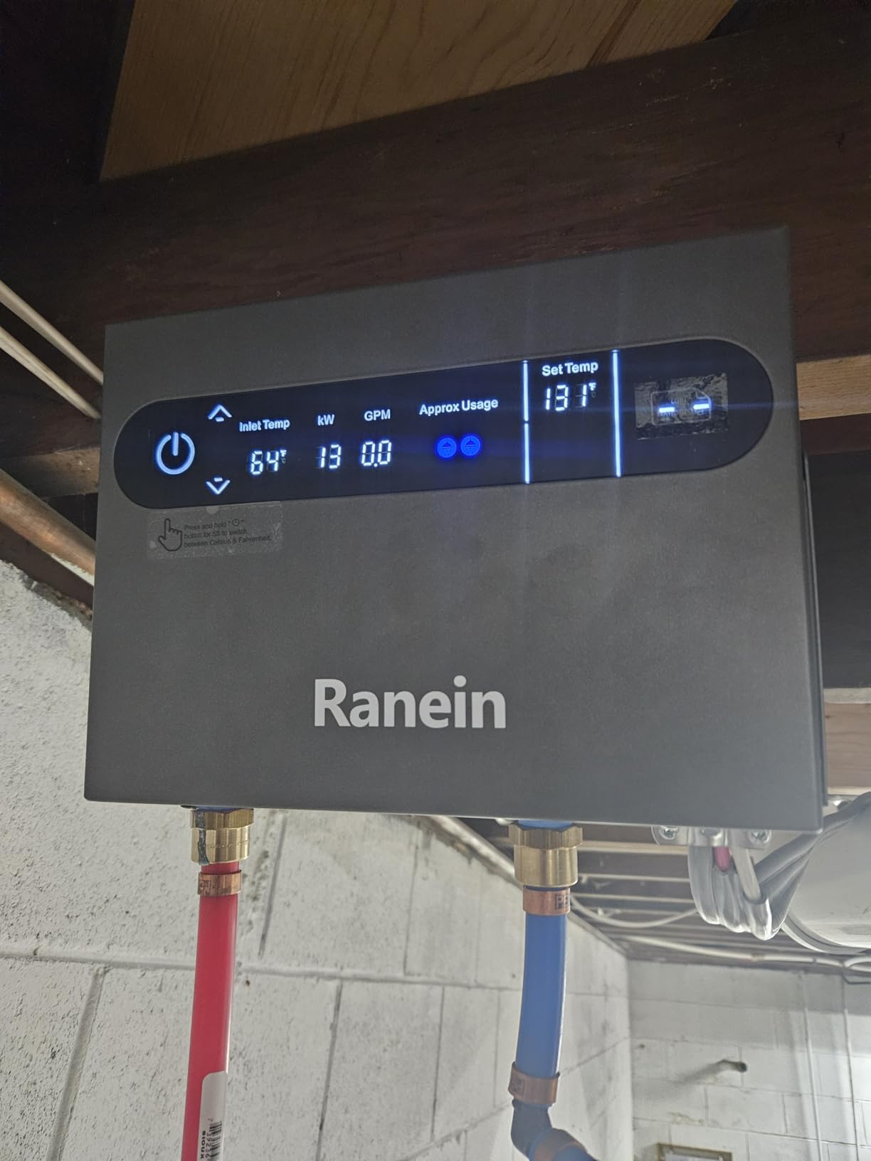 Ranein 18kW Tankless Electric Water Heater, Max 4.3 GPM, 240V, Whole House customer photo 2
