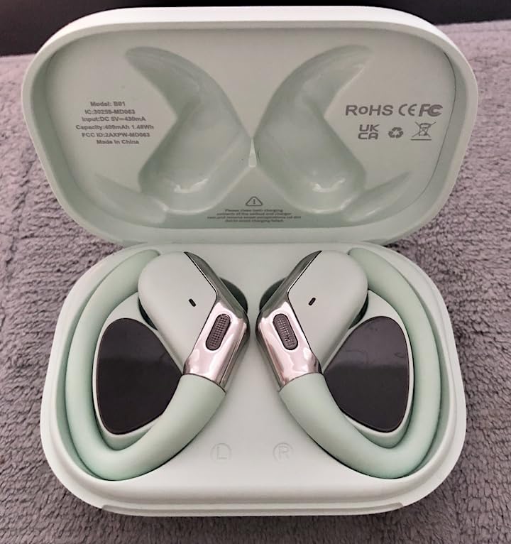 Wireless Earbud, 75H Bluetooth 5.4 Headphones Sport IP7 Waterproof, Running Wireless Earphones with ENC Noise Canceling Mic, 3D Bass Over Ear bud with Earhooks for Android, iOS, Workout, Gym, Rosegold customer photo 2