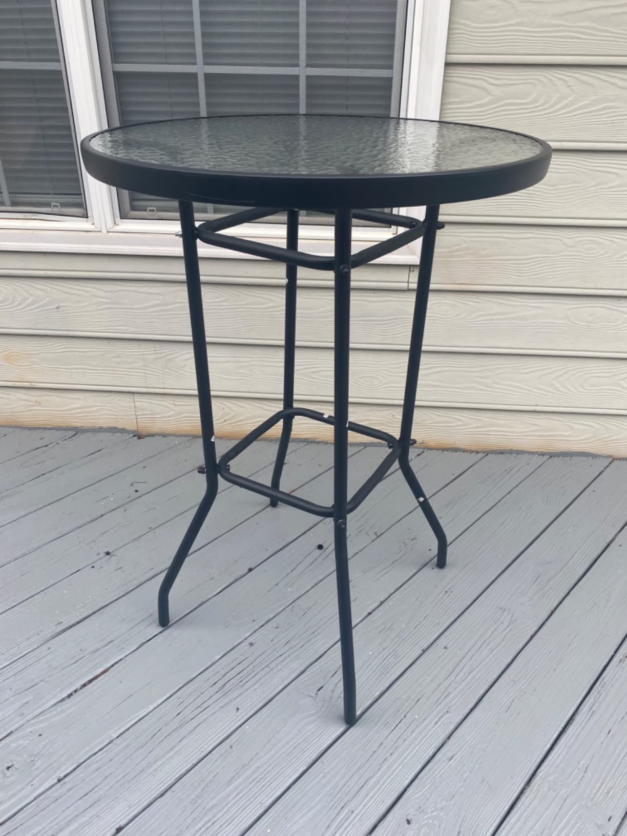 Tangkula 3 Pieces Outdoor Patio Bar Set, Outdoor Bistro Set with 2 Bar Stools and 1 Tempered Glass Bar Table, Bar Height Patio Table and Stools Set for Backyard, Garden, Lawn (Coffee) customer photo 2