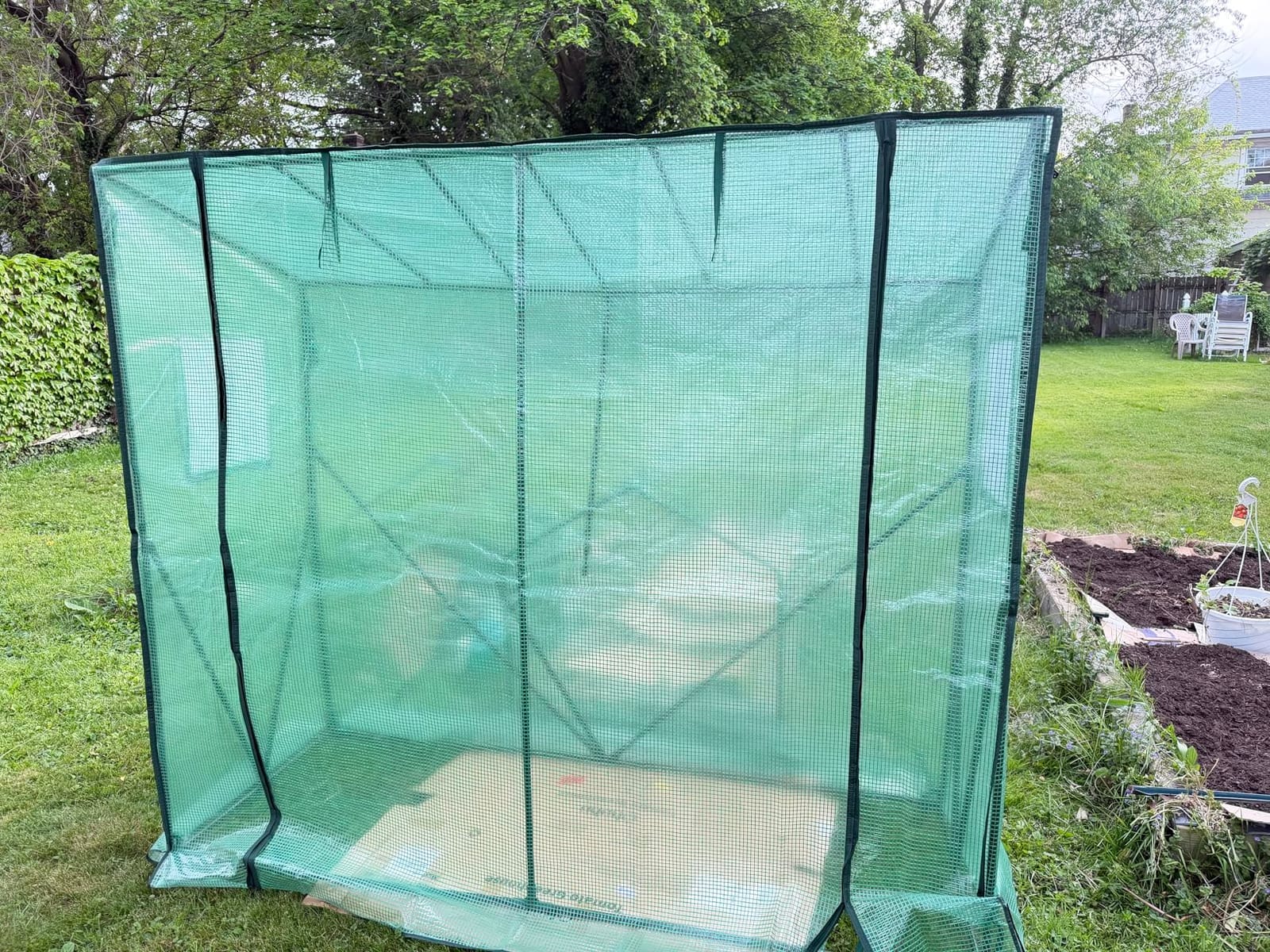 Lean to Greenhouse for Outdoors: Ohuhu Portable Tomato Green House Heavy Duty with Roll-Up Zippered Door, Tall Plastic Greenhouses for Outside Winter Plants Growing Shed for Backyard, 6.6x2.5x5.6 FT customer photo 2