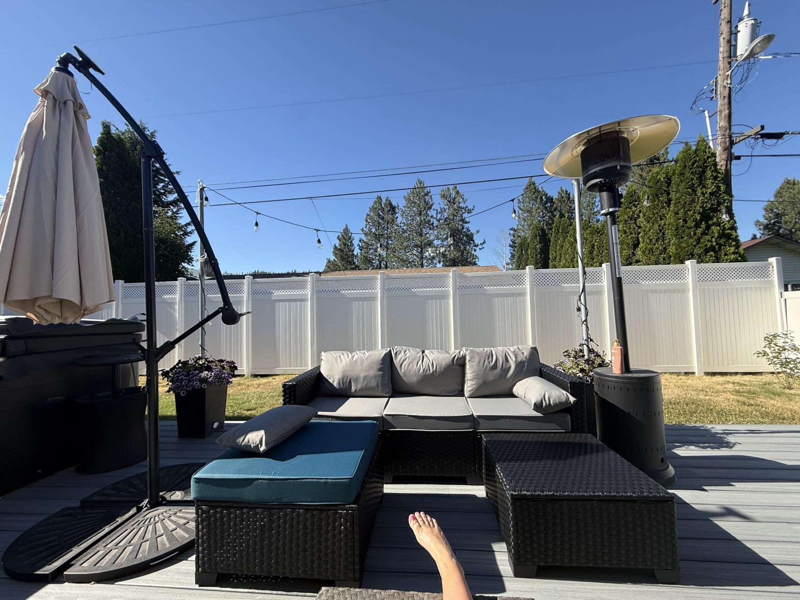 Rattaner 3 Pieces Patio Furniture Set Outdoor Sectional Wicker Patio Furniture Patio Couch with Ottoman and Outdoor Storage Table All-Weather Anti-Slip Cushions Waterproof Covers, Light Grey customer photo 1