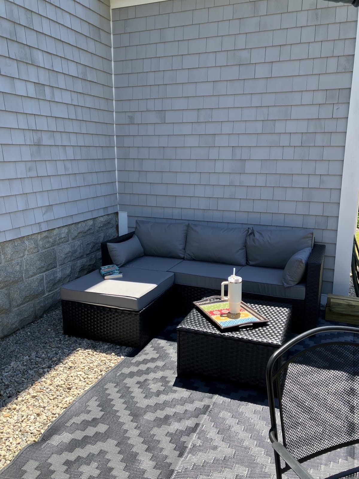 Rattaner 3 Pieces Patio Furniture Set Outdoor Sectional Wicker Patio Furniture Patio Couch with Ottoman and Outdoor Storage Table All-Weather Anti-Slip Cushions Waterproof Covers, Light Grey customer photo 2