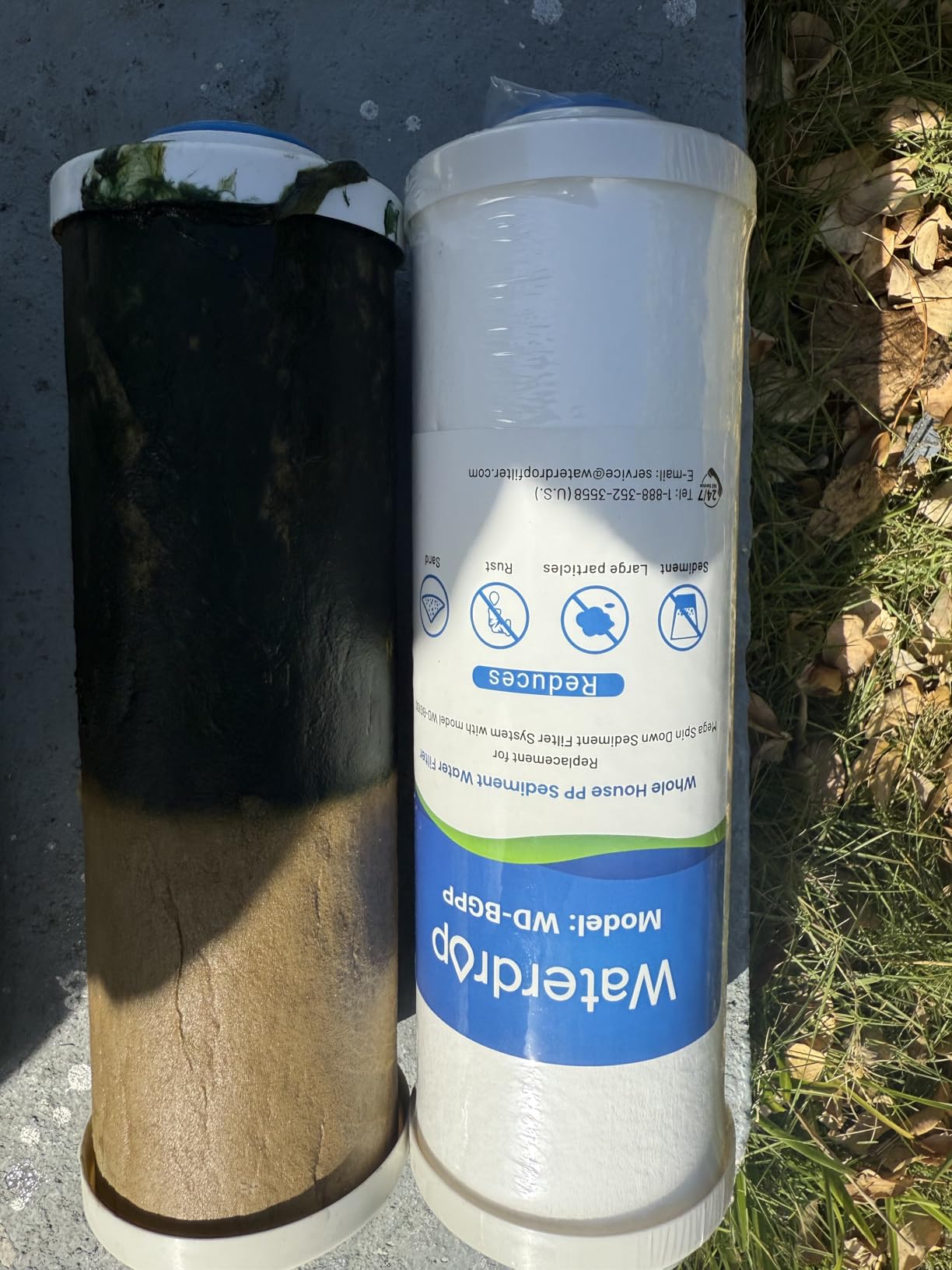 Waterdrop Mega Spin Down Sediment Filter, Reusable Whole House Water Filter System for City Water, Backwash Sediment Water Filter System, 100 Micron+5 Micron PP Filter, 1