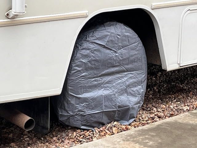 K-Musculo RV Tire Covers 4-Pack, Waterproof Wheel Covers for RV Wheel Travel Trailer Camper Truck SUV, Fit 30-32 Inch Tire Diameter (Gray) customer photo 1