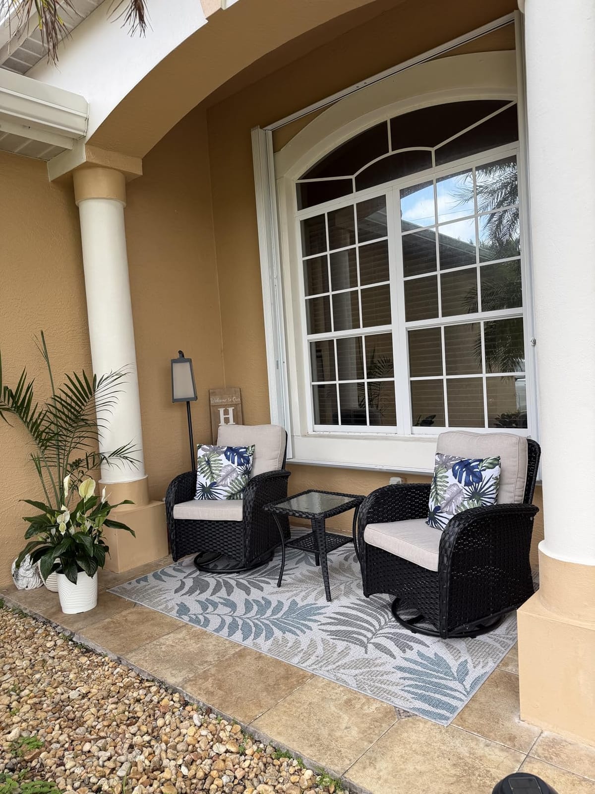 Belord Patio Wicker Chairs Swivel Rocker - Outdoor Swivel Rocking Chairs Set of 2 with Rattan Side Table, Patio Swivel Glider Chair 3 Piece Patio Furniture Sets for Patio Porch Pool Brown/Grey customer photo 2