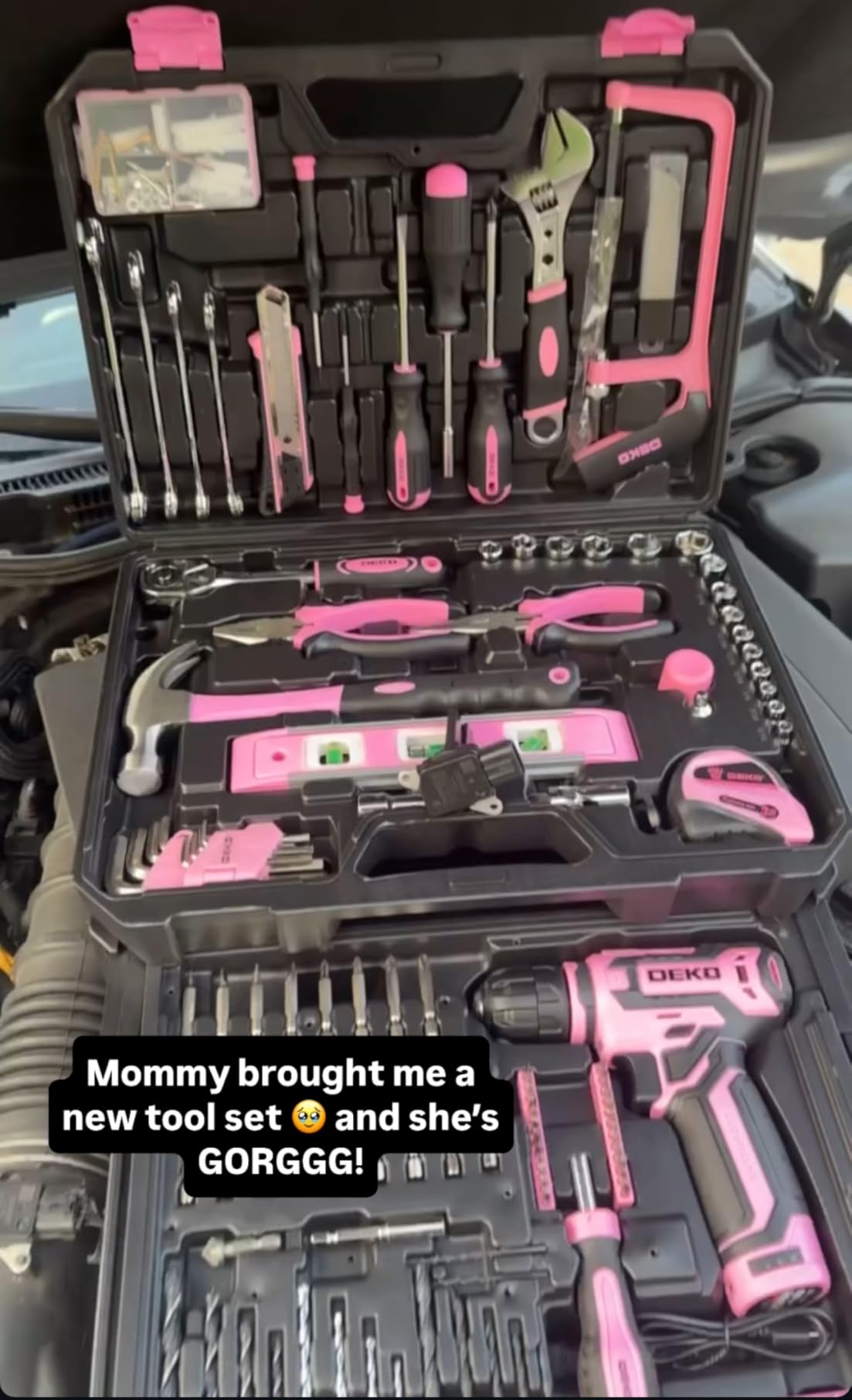 Tool Kit Box Drill Set:DEKOPRO Home Mechanic Toolbox with 12V Power Cordless Drill Hand Repair Tools Sets Combo Kits Storage Organizer Drawer Case for Men customer photo 1
