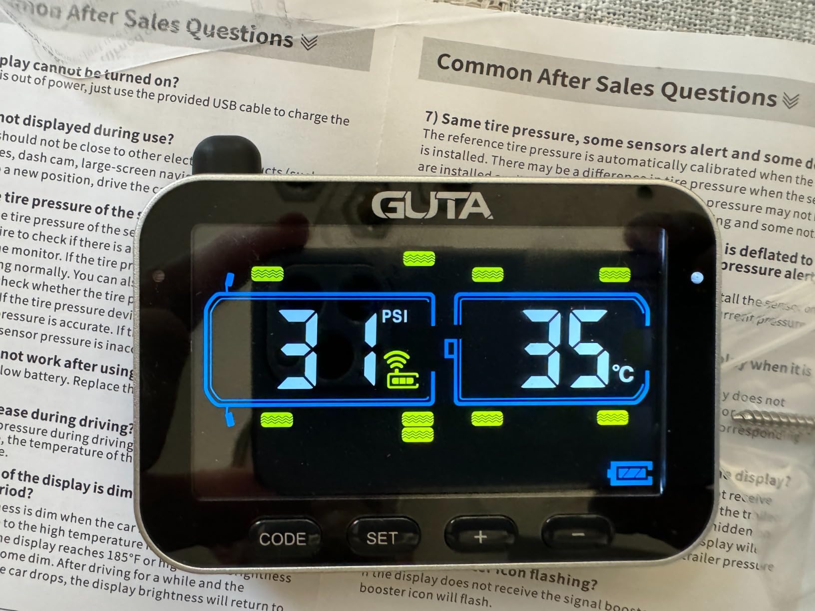 GUTA GT20 Trailer Tire Pressure Monitoring System, TPMS with 10 Sensors customer photo 1