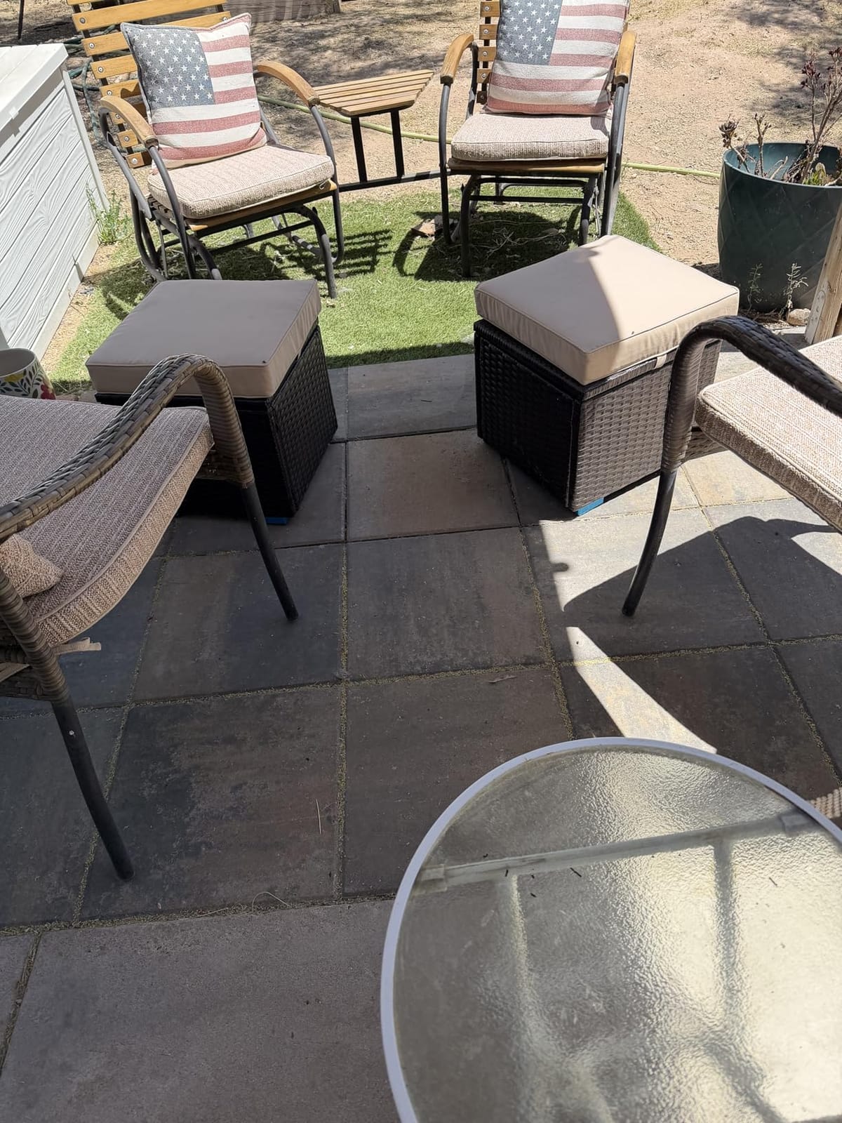 Yaheetech Wicker Ottomans, Set of 2 PE Rattan Side Tables, Black/Gray customer photo 1
