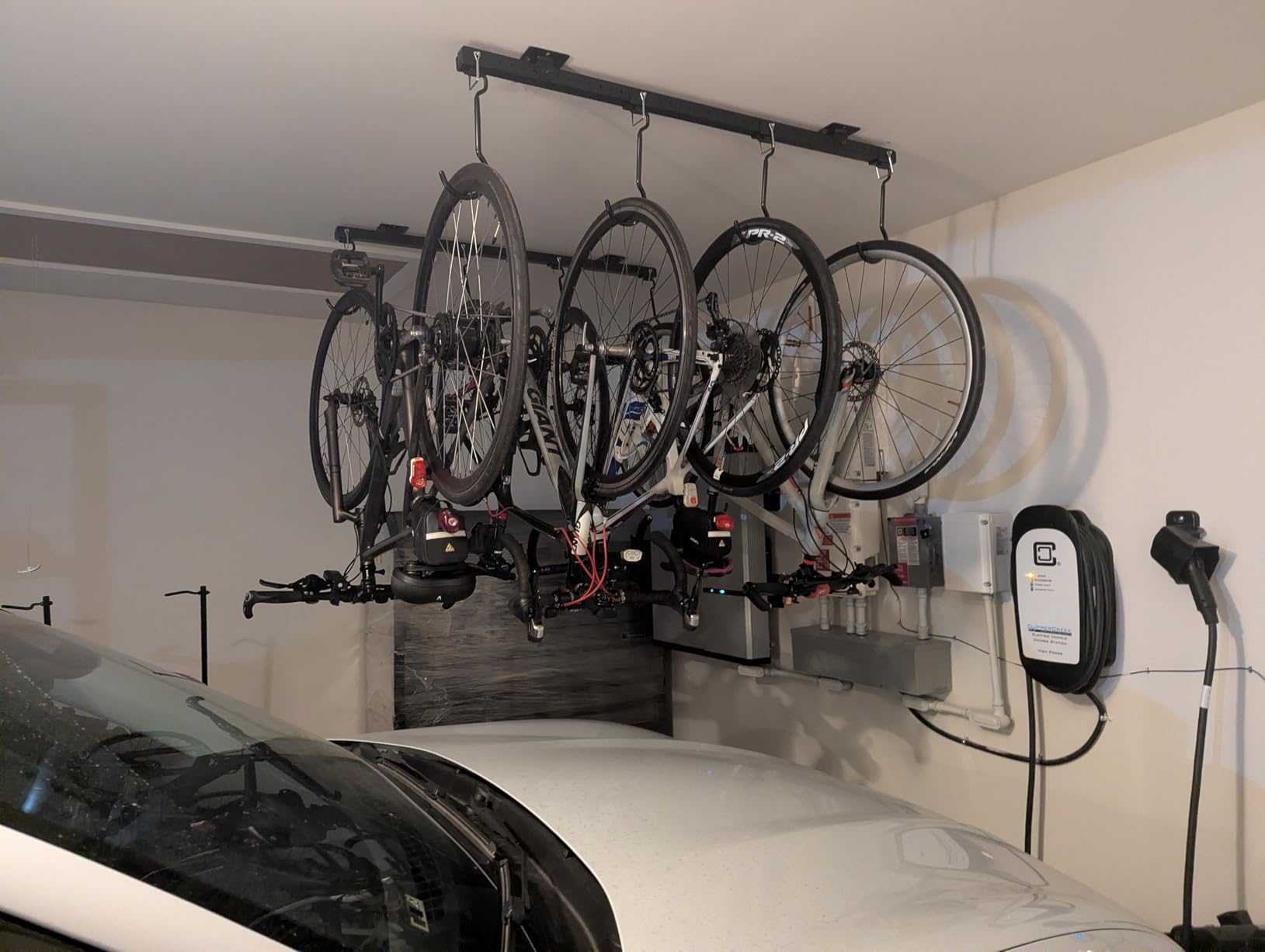 Teal Triangle Adjustable Ceiling Mounted Bike Rack for Garage, Hold 8 Bikes customer photo 2