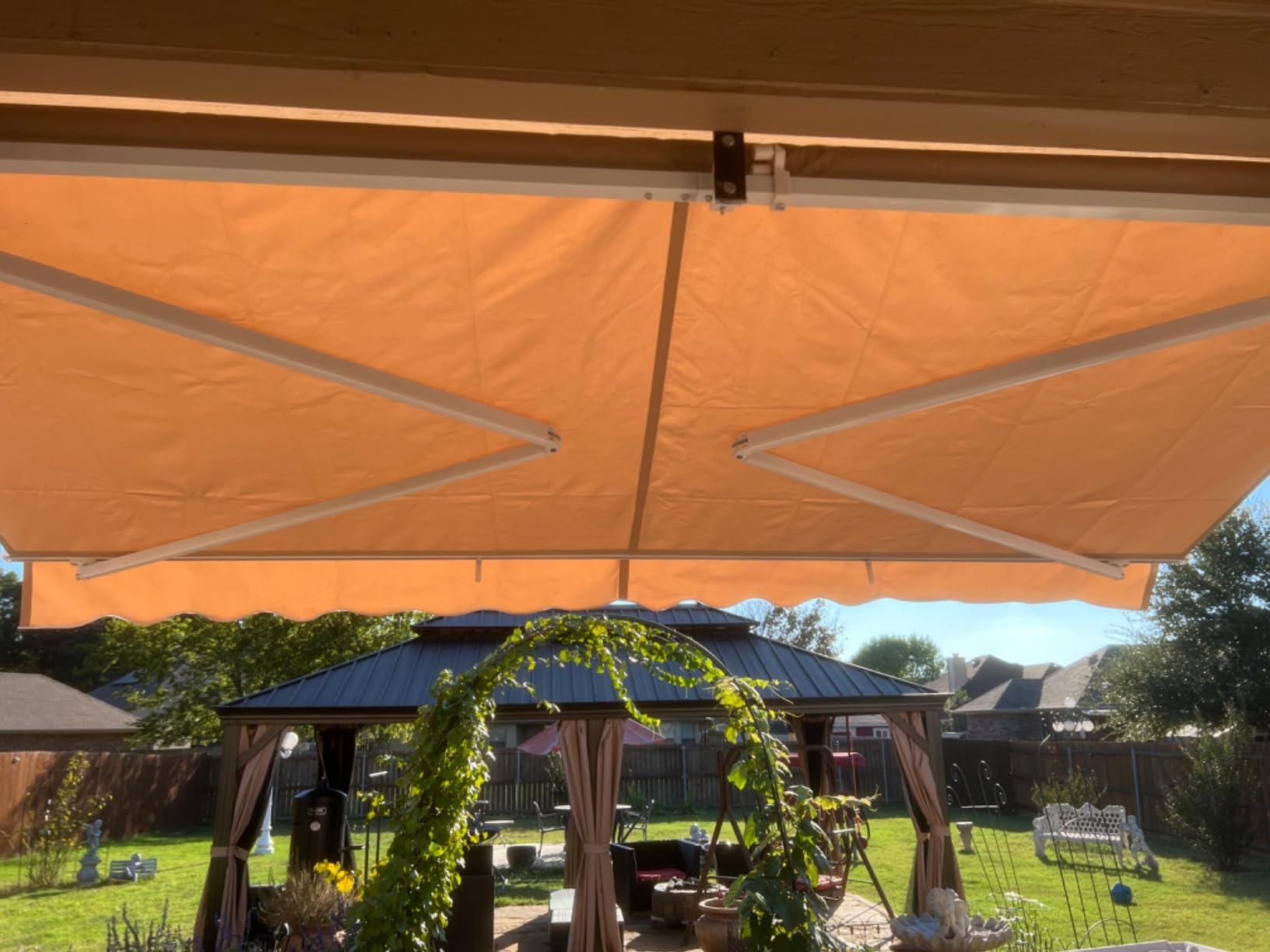 VINGLI 12' x 10' Retractable Awning for Patio Awning Door Awning with Manual Crank Handle, Aluminum Frame Door Canopy UV Resistant (Grey) customer photo 1