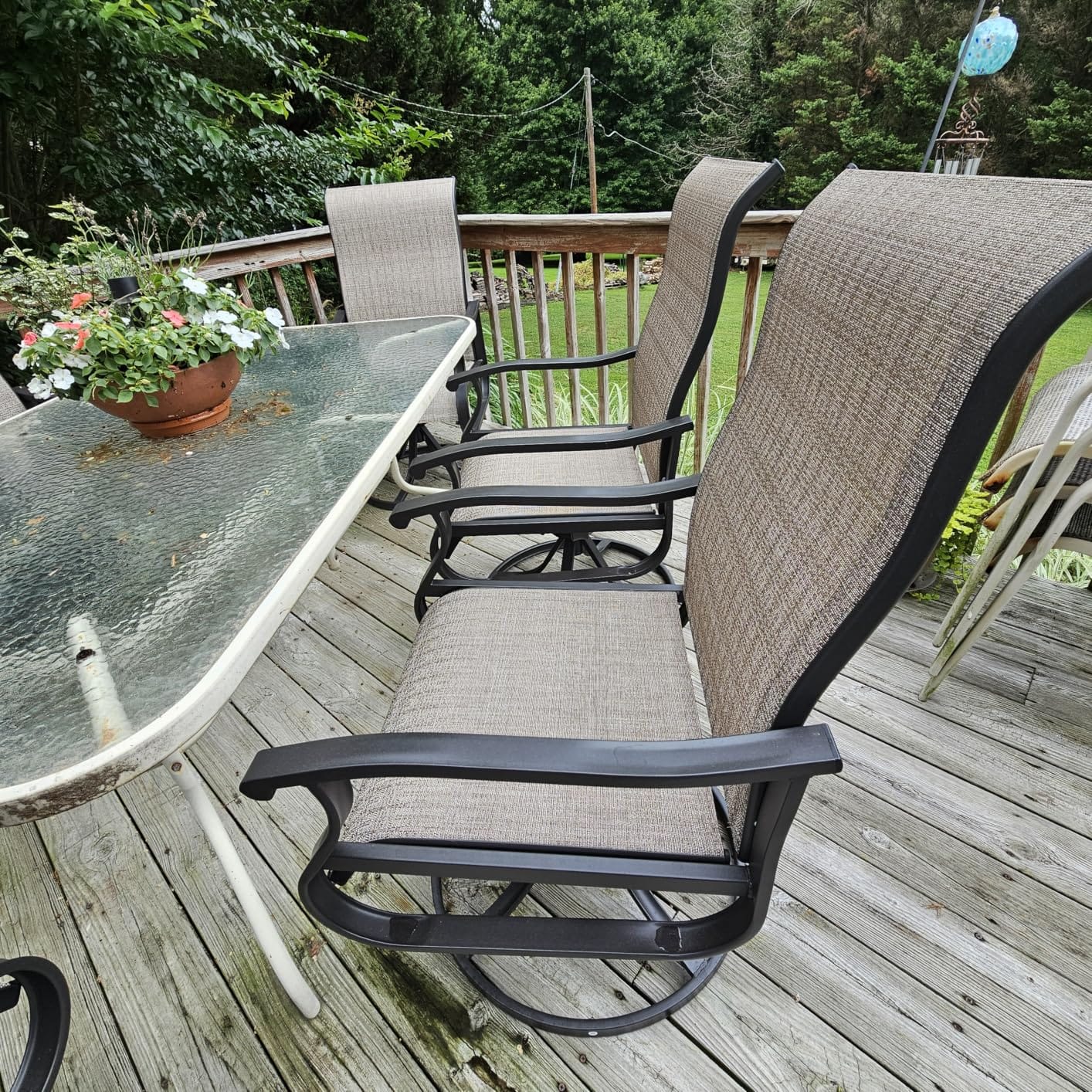 Patio Swivel Chairs Set of 2, Outdoor Rocking Dining Chairs with High Back customer photo 1