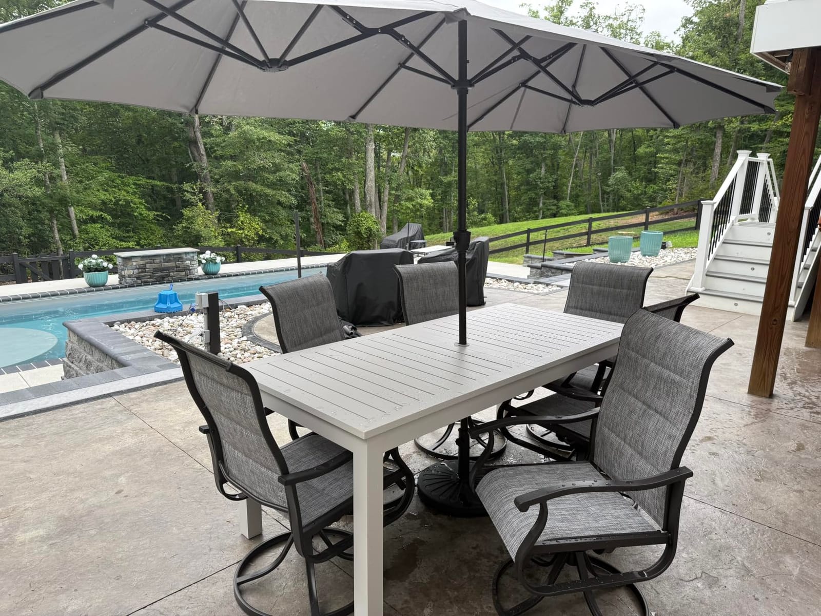 Patio Swivel Chairs Set of 2, Outdoor Rocking Dining Chairs with High Back customer photo 2
