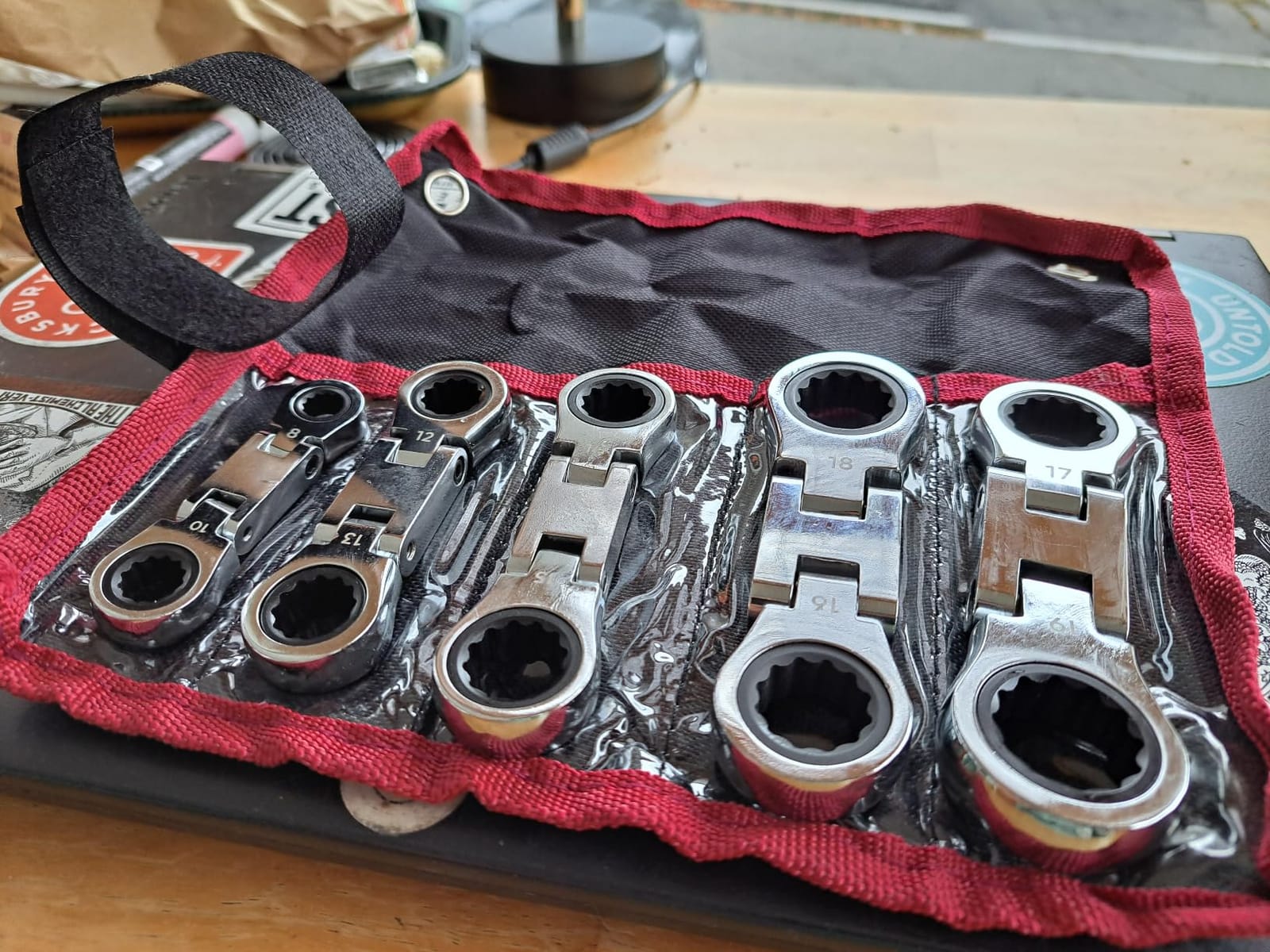 Stubby Wrenches Set, 72-Tooth Flex Head Ratcheting Wrench Set, Compact Double Box End Ratchet Wrench Metric 8-19mm 5 Pieces for Tight Spaces customer photo 1