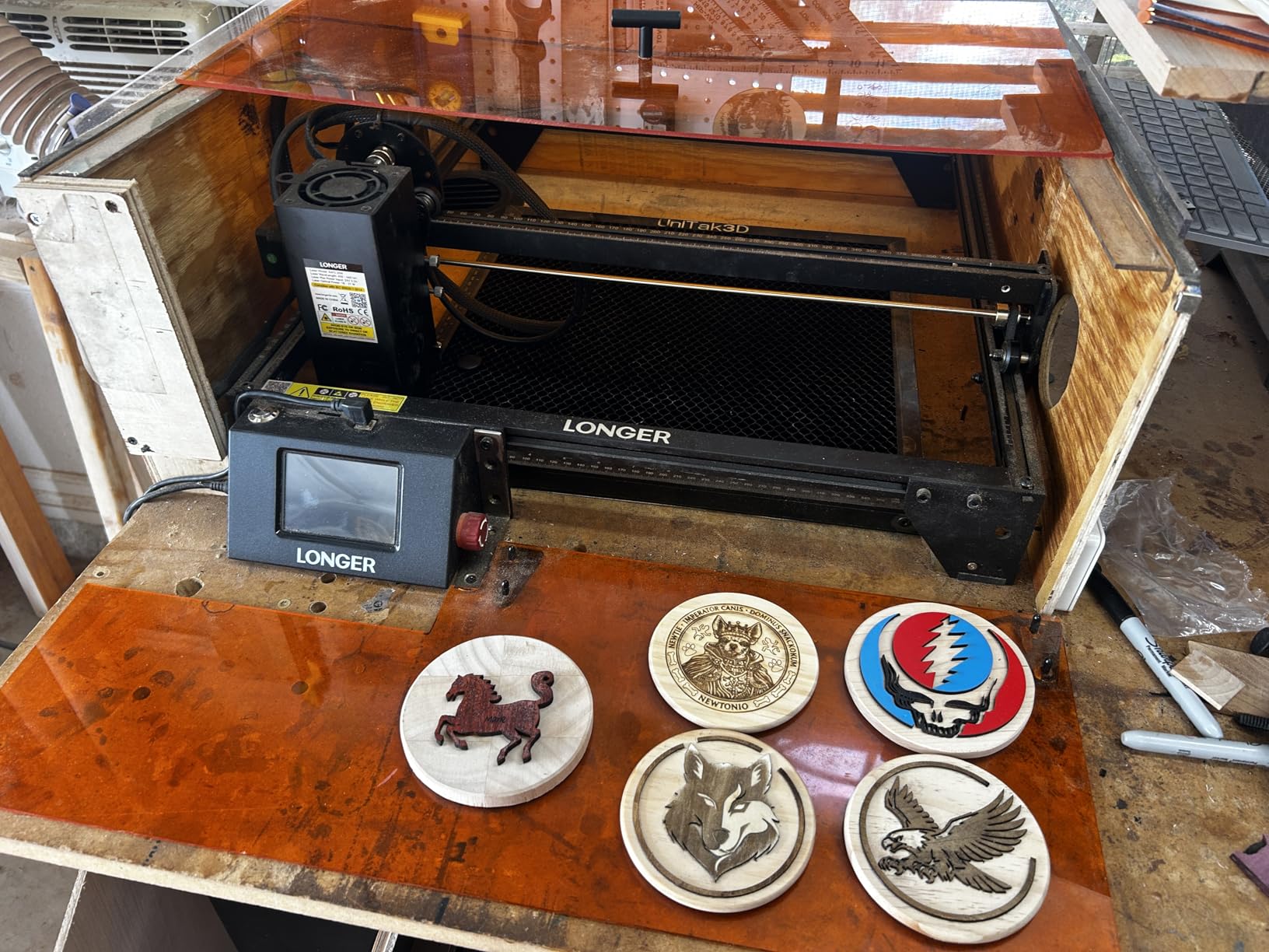 LGT Longer RAY5 Laser Engraver, 10W High-Precision Laser Engraver, Compressed Spot CNC, App Offline Control, DIY Engraving Tool for Metal/Glass/Wood, Engraving Area 14.7