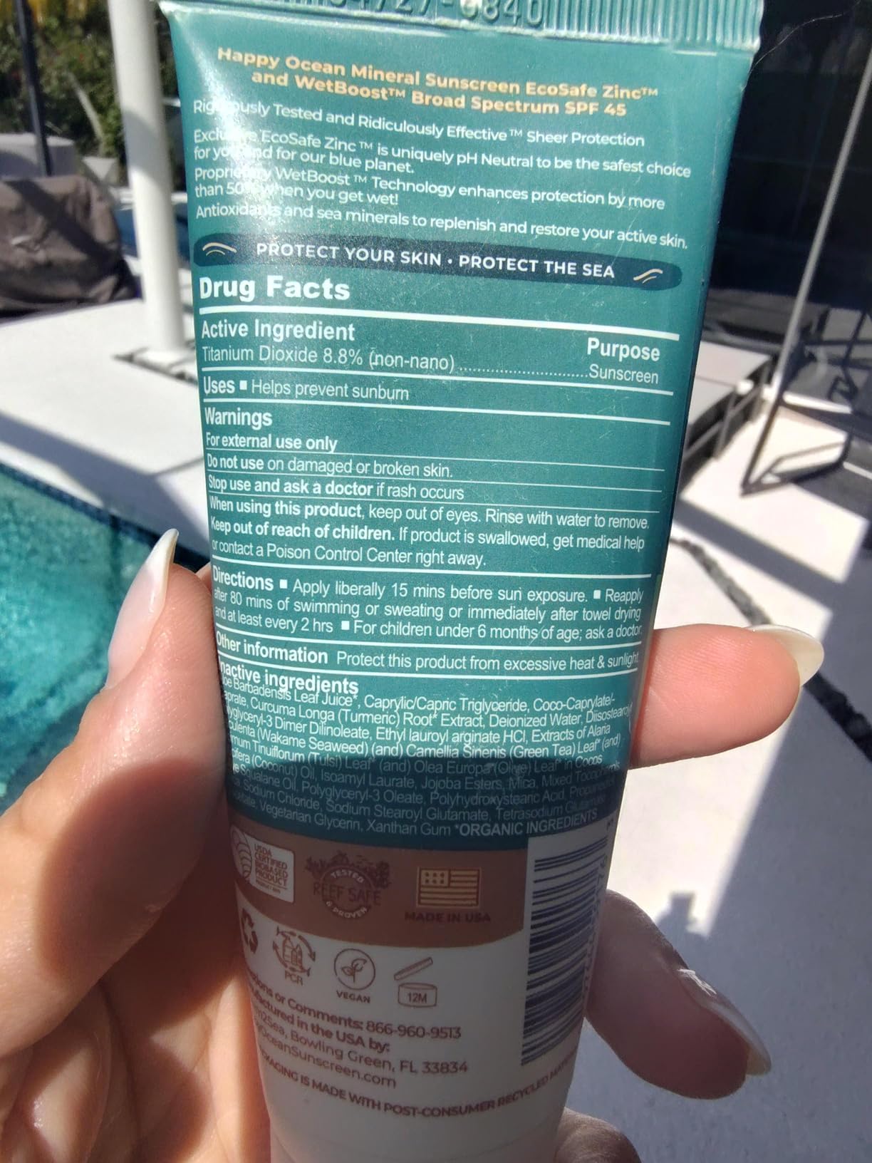 Happy Ocean Reef Safe Mineral Sunscreen SPF 45, Non-Nano Zinc Oxide, 2.5 oz customer photo 2