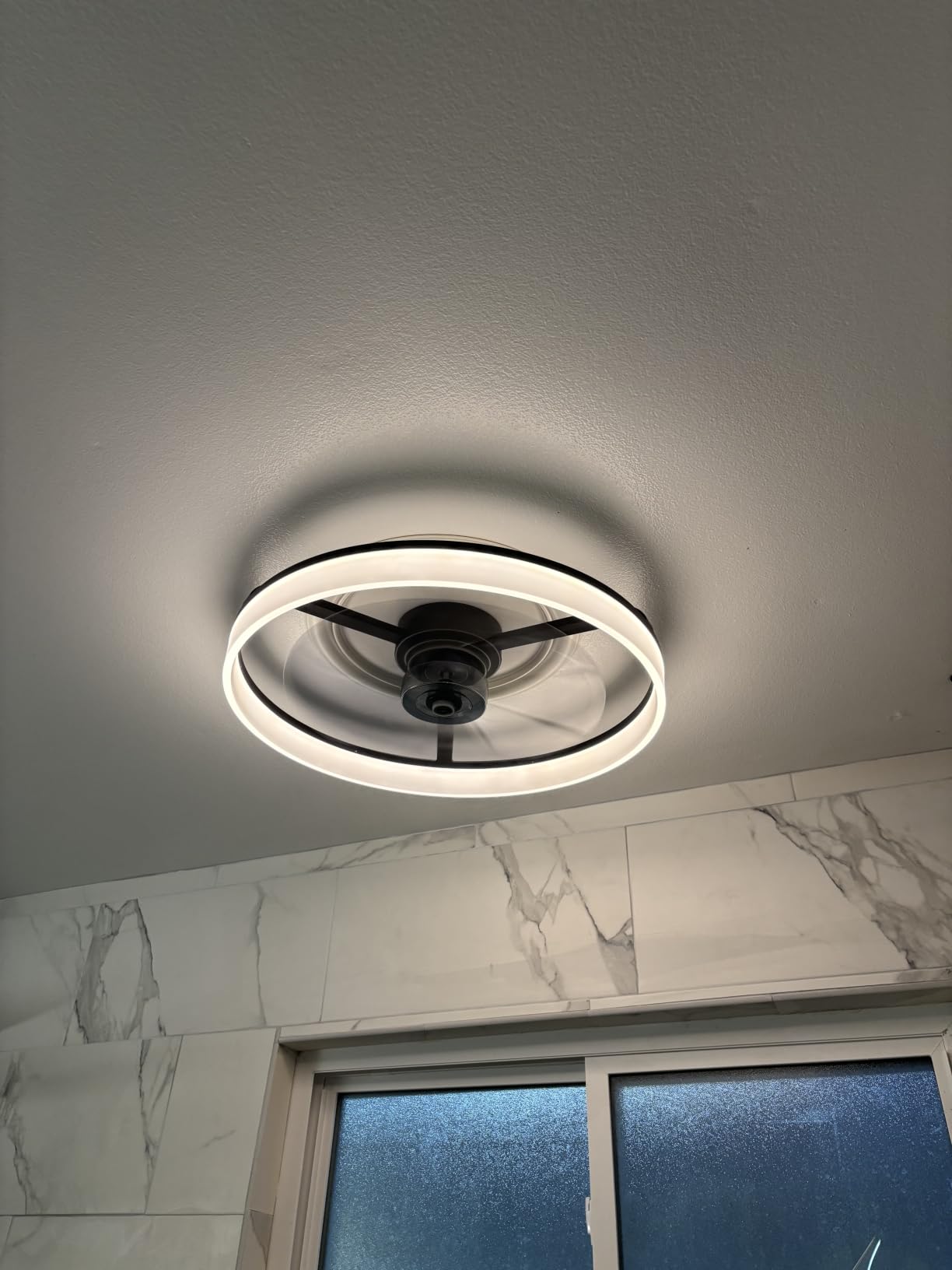 VOLISUN Low Profile Ceiling Fan with Light and Remote, 23.6in Flush Mount, Dimmable LED Fan Light, Bladeless for Bedroom (Black) customer photo 2