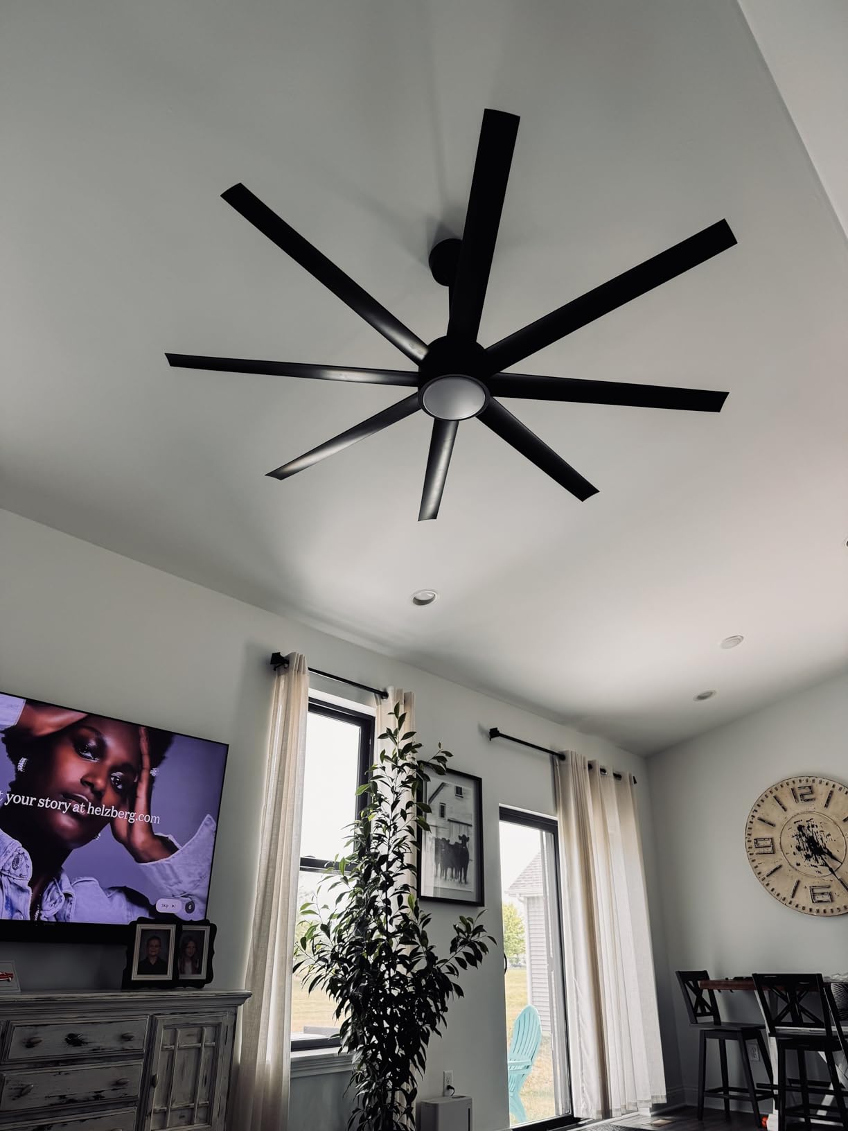 Modern Ceiling Fans with Lights, 72 Inch Ceiling Fan with Light and Remote, Bedroom Living Room Library Cafe Outdoor/Industrial,24W 6CCT Dimmable, 8 Blades 6 Speed Reversible Quiet DC Motor, Black customer photo 1