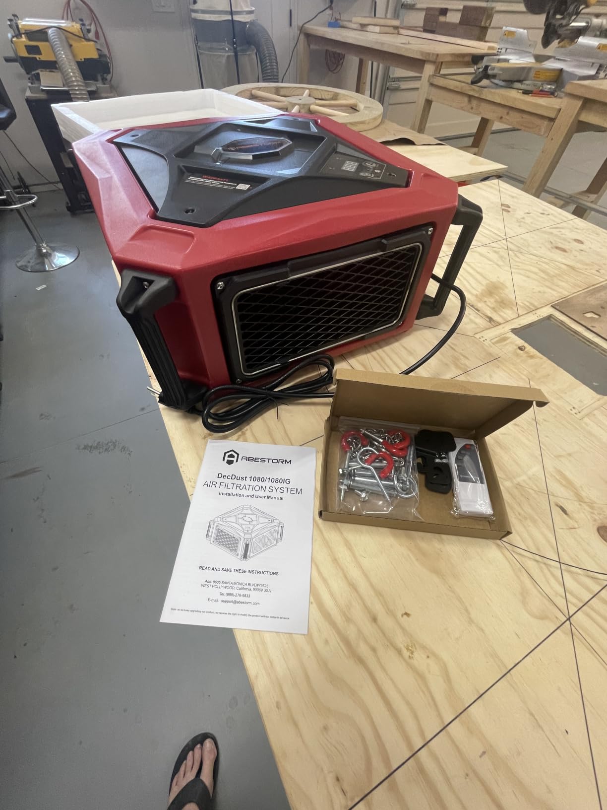 Abestorm 1080 CFM Intake Air Filtration System, 270 Degree Workshop Dust Collector with Remote Control, Ceiling Mounted for Woodworking Shops and Garage, 2-speed Adjustment, DecDust 1080 customer photo 2