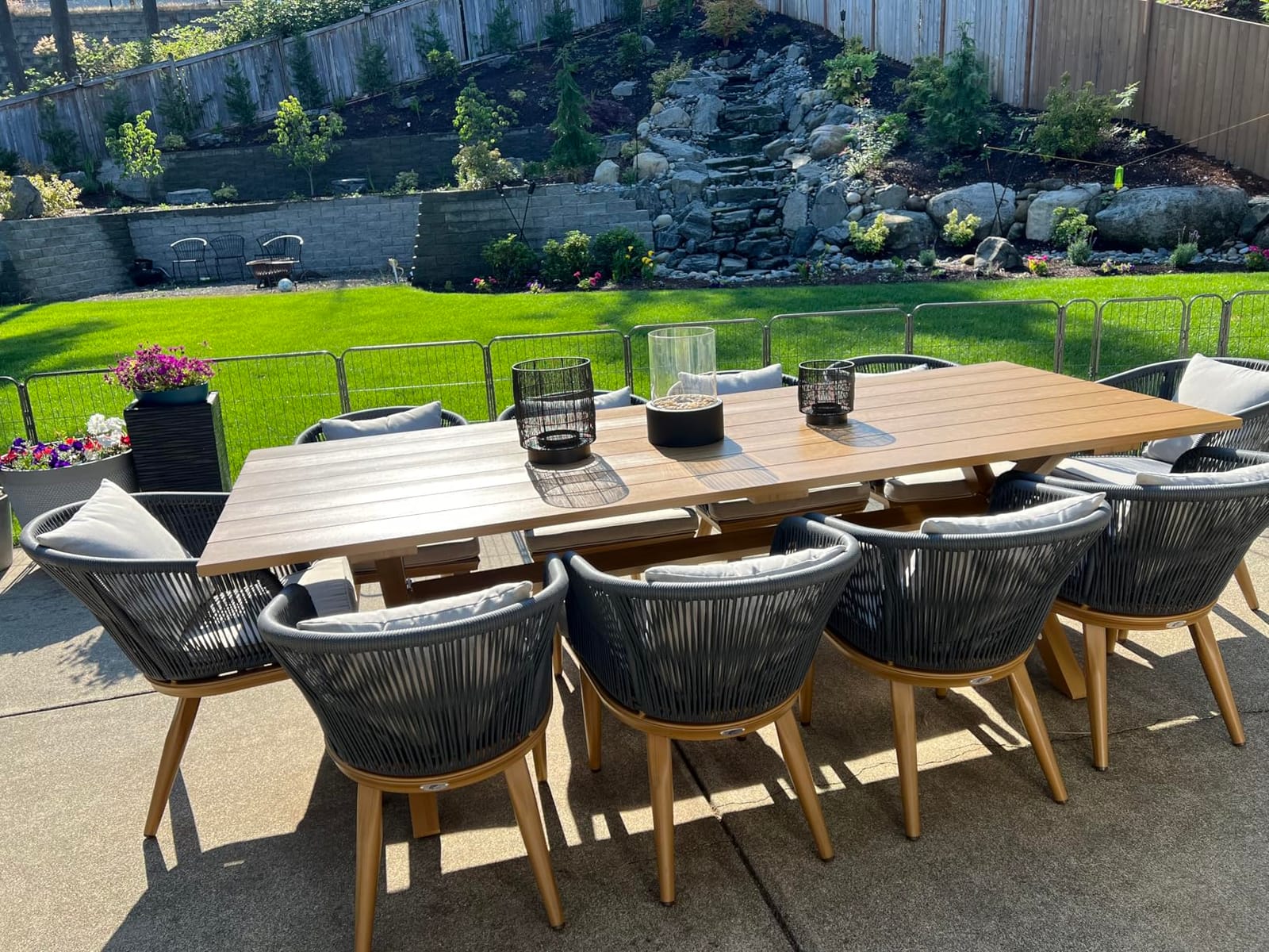 PURPLE LEAF 7 Pieces Patio Dining Set, Rectangular Table and Chairs, Grey customer photo 1