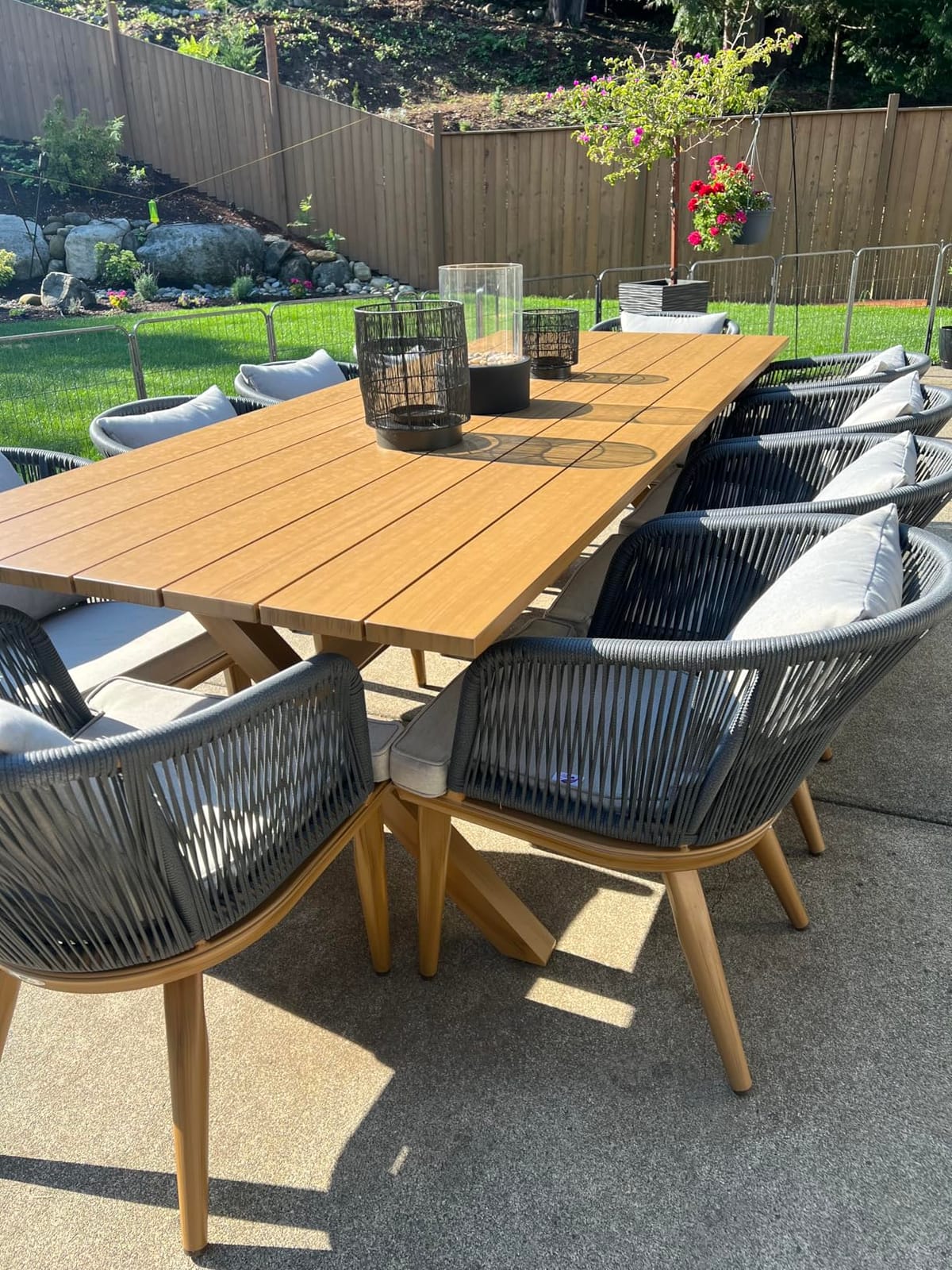 PURPLE LEAF 7 Pieces Patio Dining Set, Rectangular Table and Chairs, Grey customer photo 2